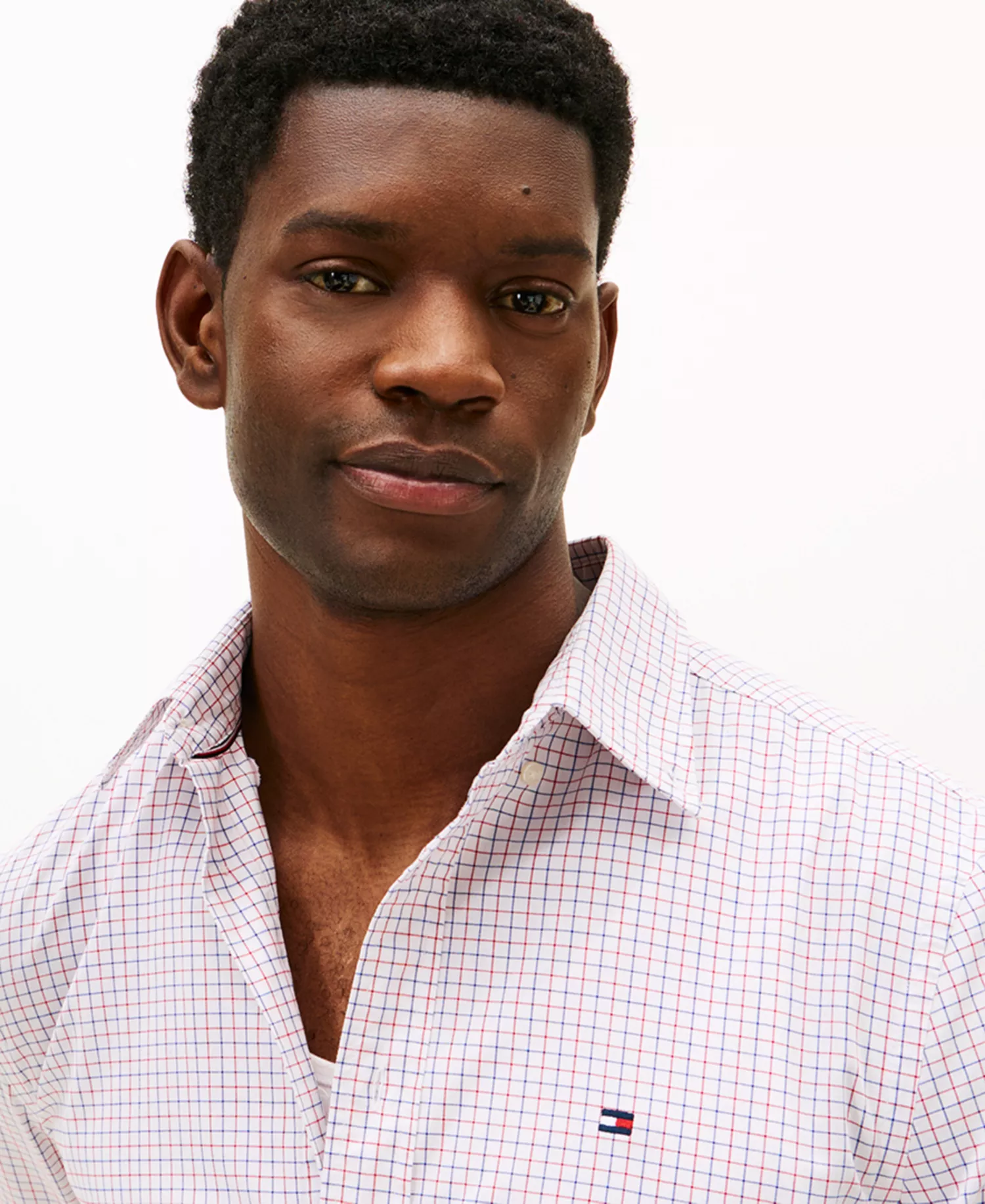 Men's Core Tattersall Poplin Shirt - Medium Red / Check - L