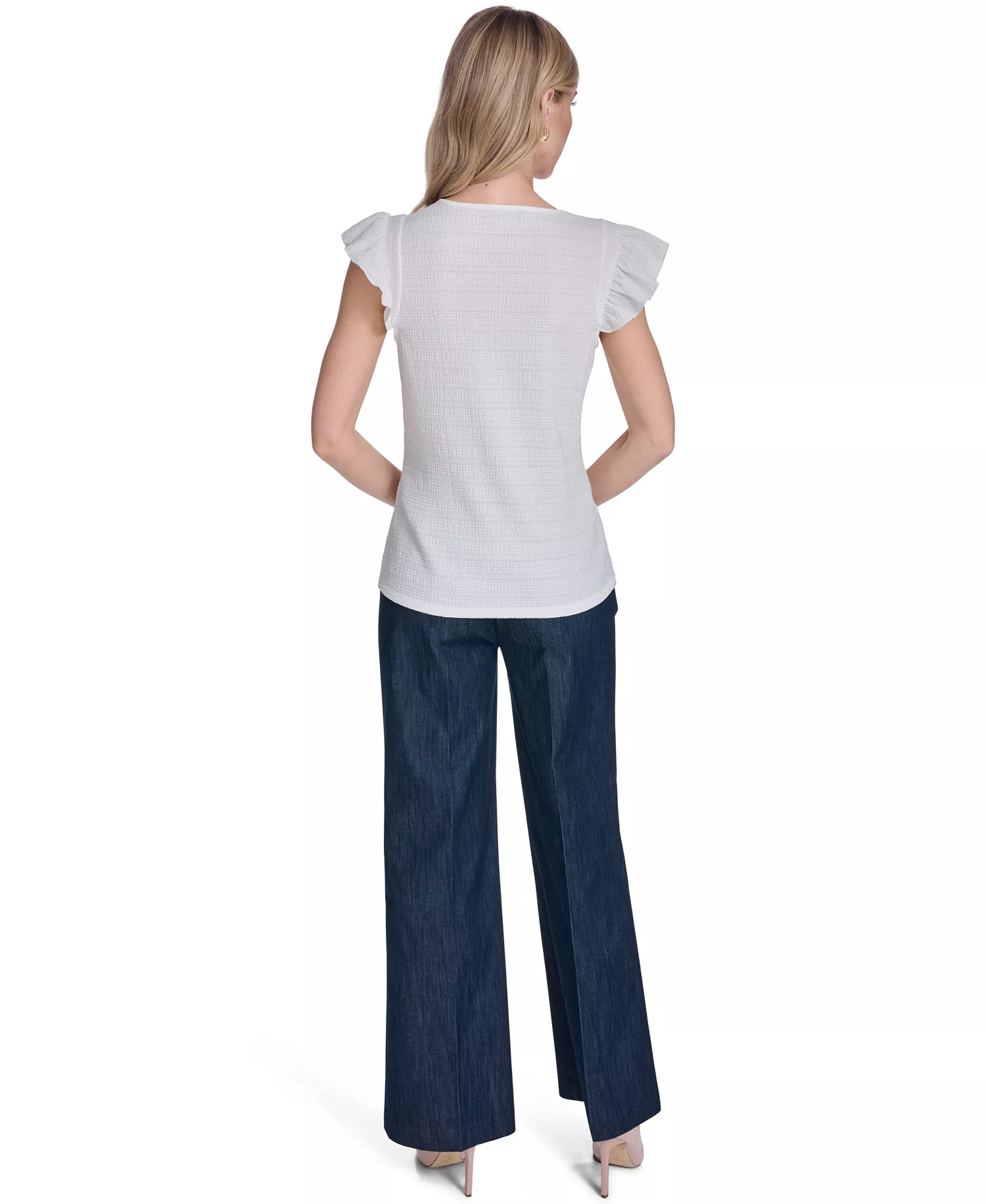 Women's Textured Crewneck Top - Ivory - L