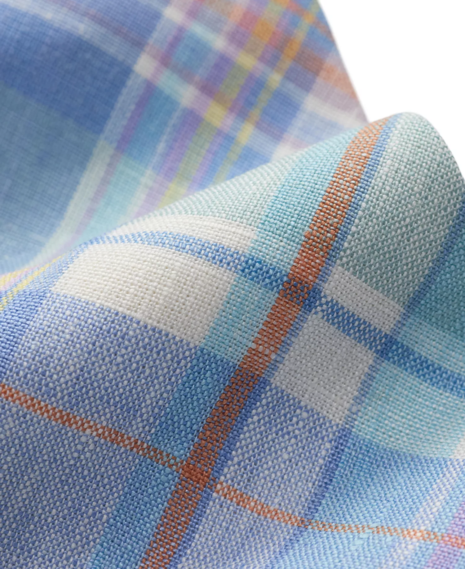 Men's Vintage-Inspired Plaid Linen Tie - Blue Orange Multi - ONE SIZE