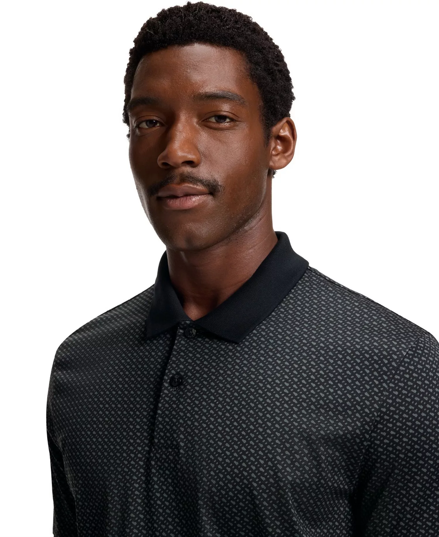 Men's Mercerized-Cotton Monogram Polo Shirt - Black - 2XL