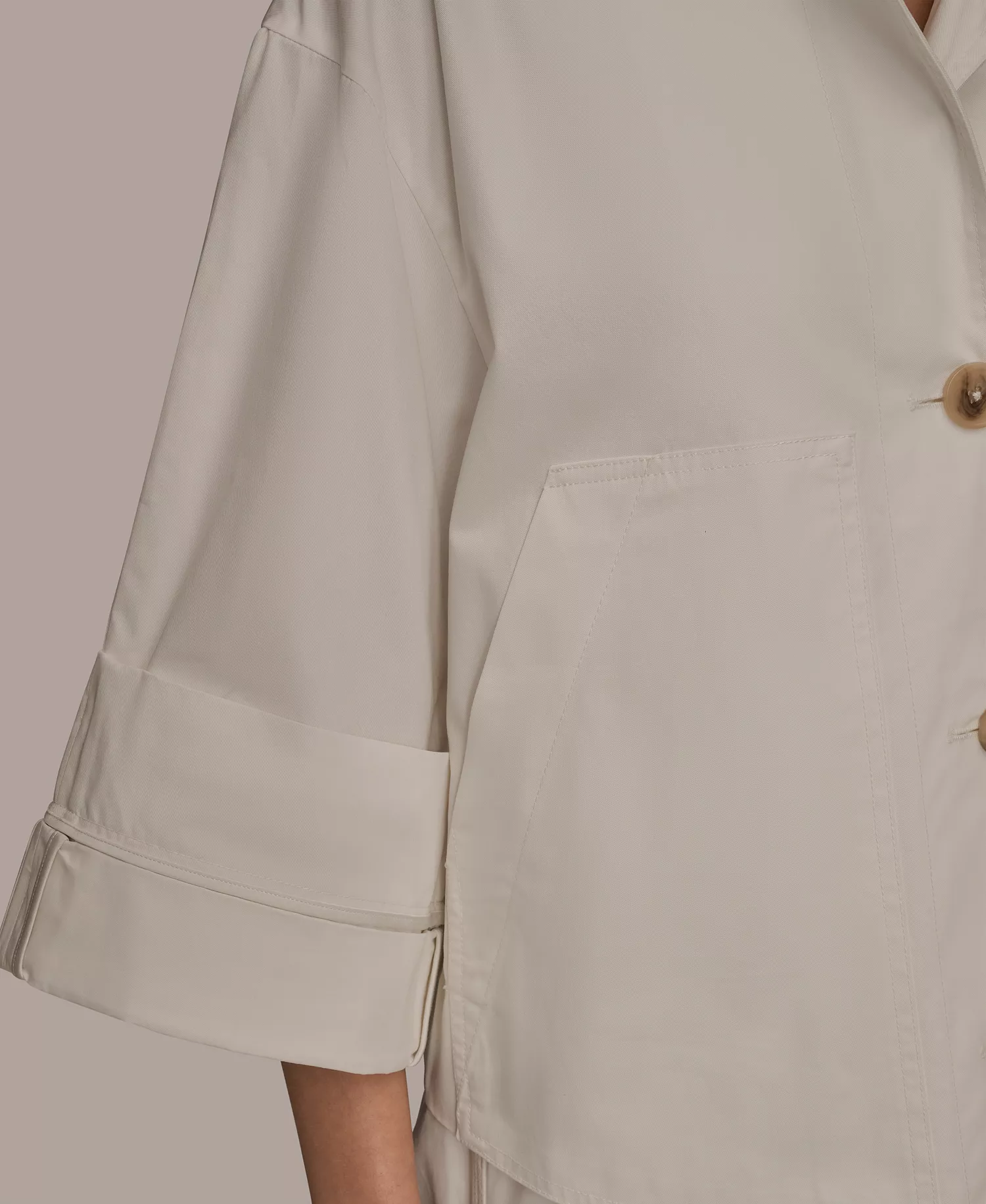 Women's Cotton Twill Button Front Jacket - Cream - L