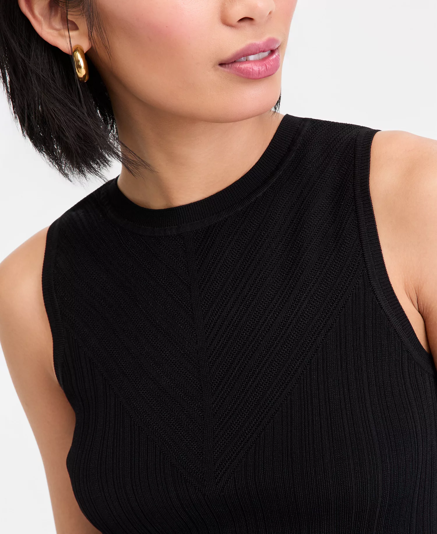 Women's Rib-Knit Sleeveless Sweater Tunic, Macy's Exclusive - Deep Black - L