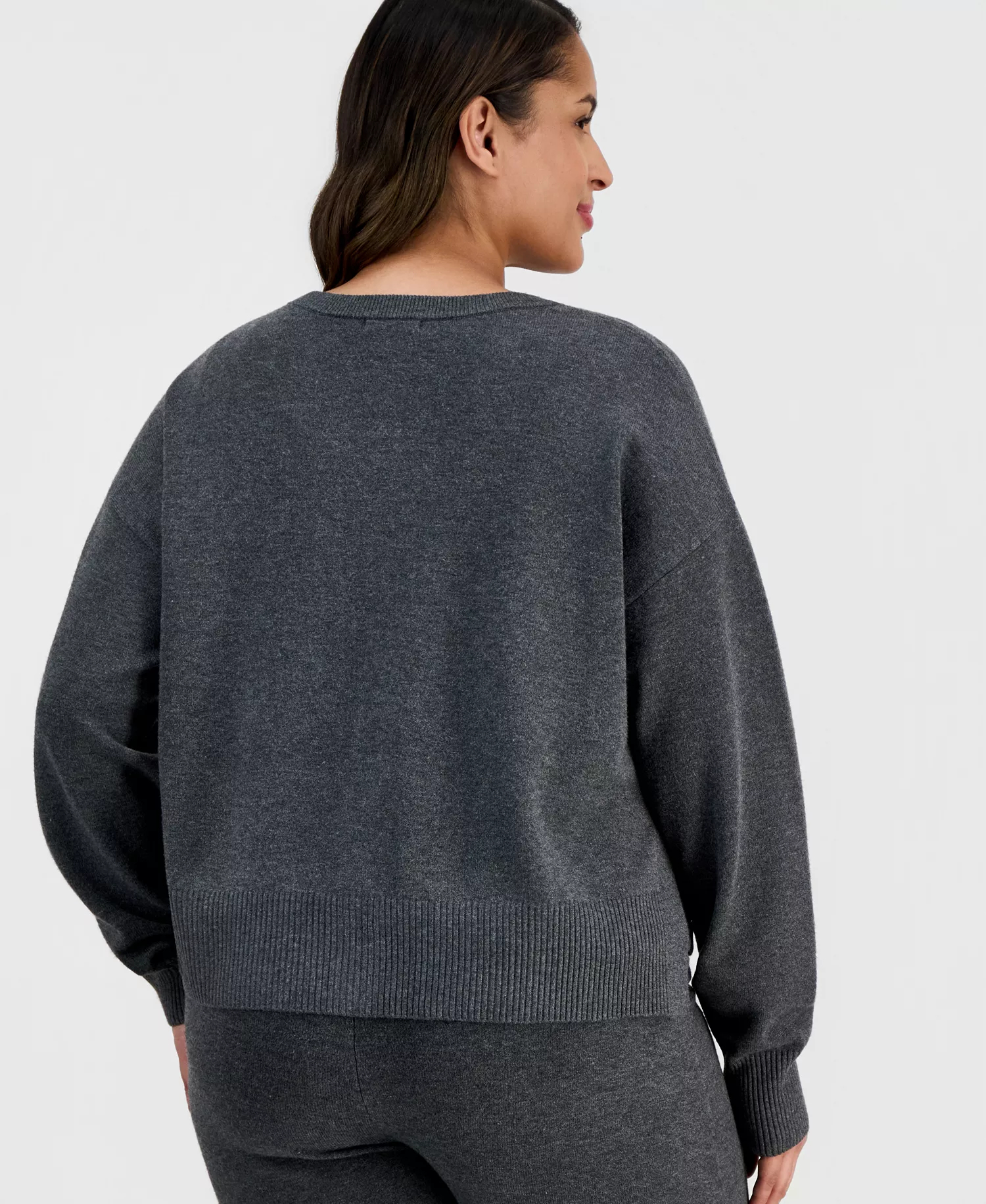 Trendy Plus Size Button-Front Long-Sleeve Cardigan, Macy's Exclusive  - City Grey - 1X