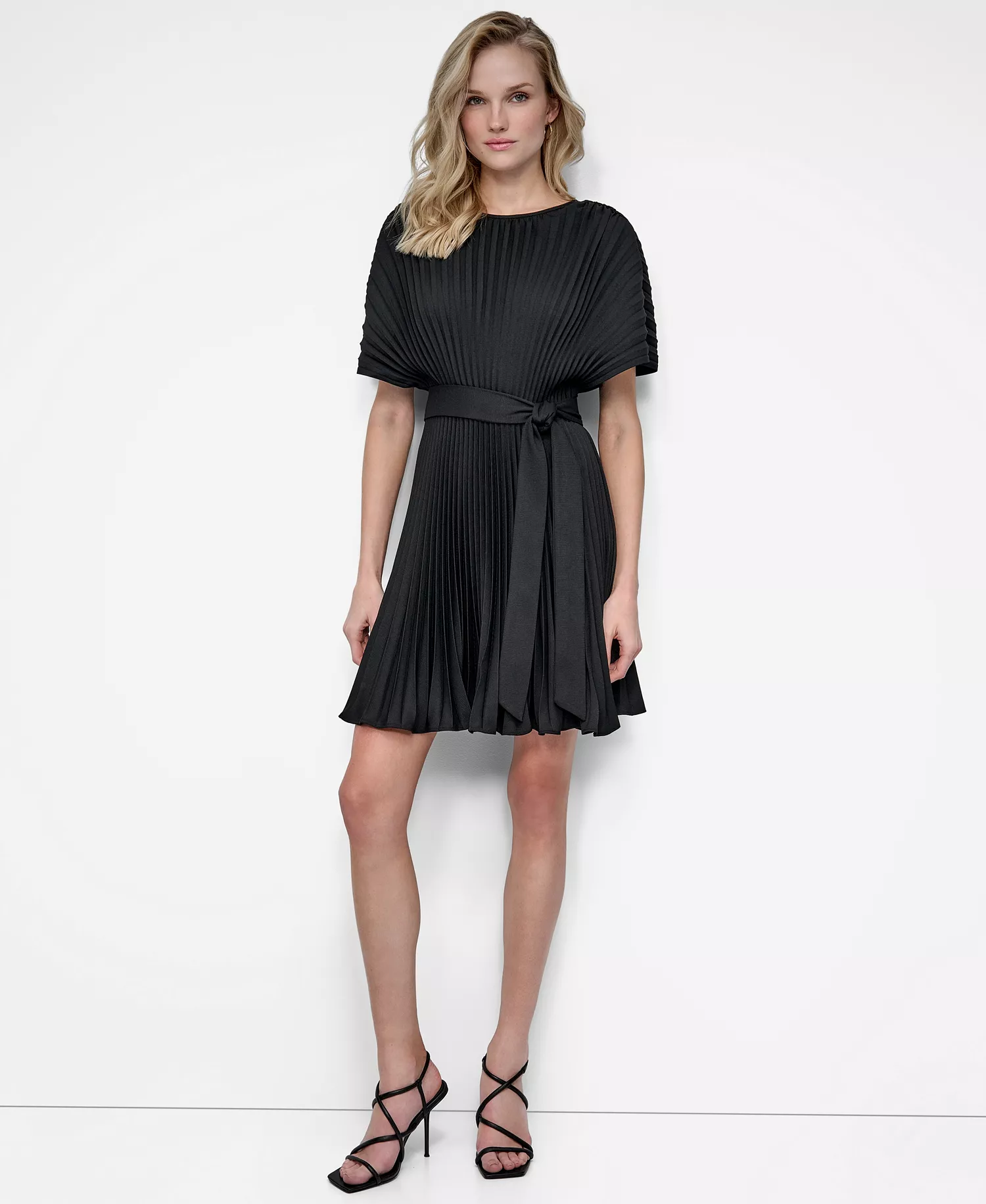 Women's Sunburst Pleated Fit & Flare Dress - Black - 10