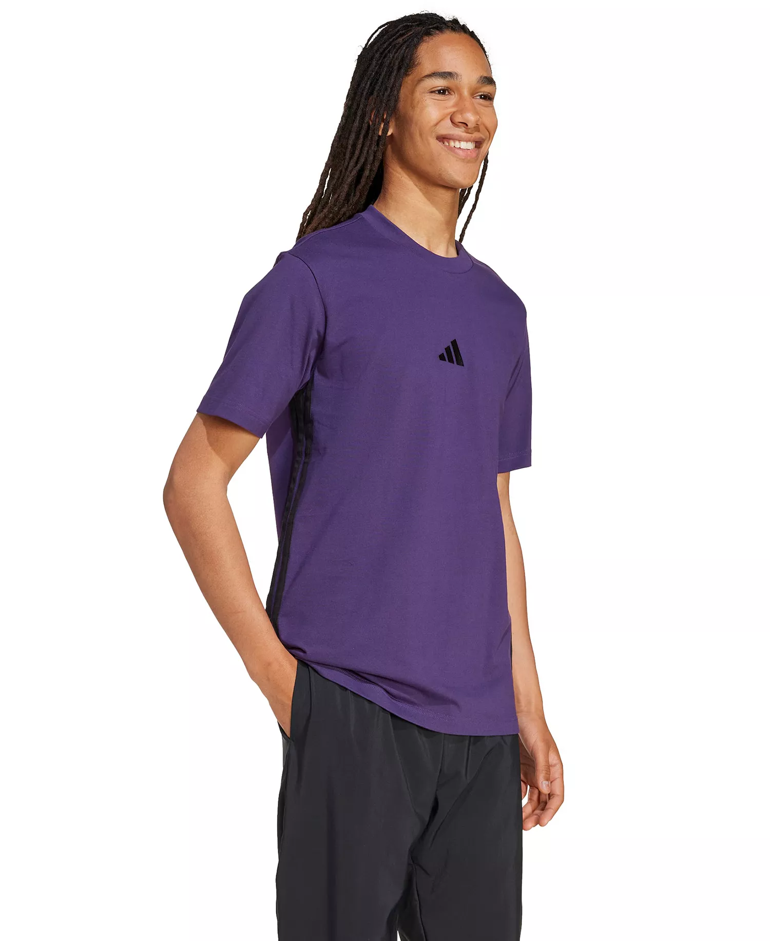 Men's Essential Three-Stripes Single Jersey T-Shirt - Aurora Plum - 2XL