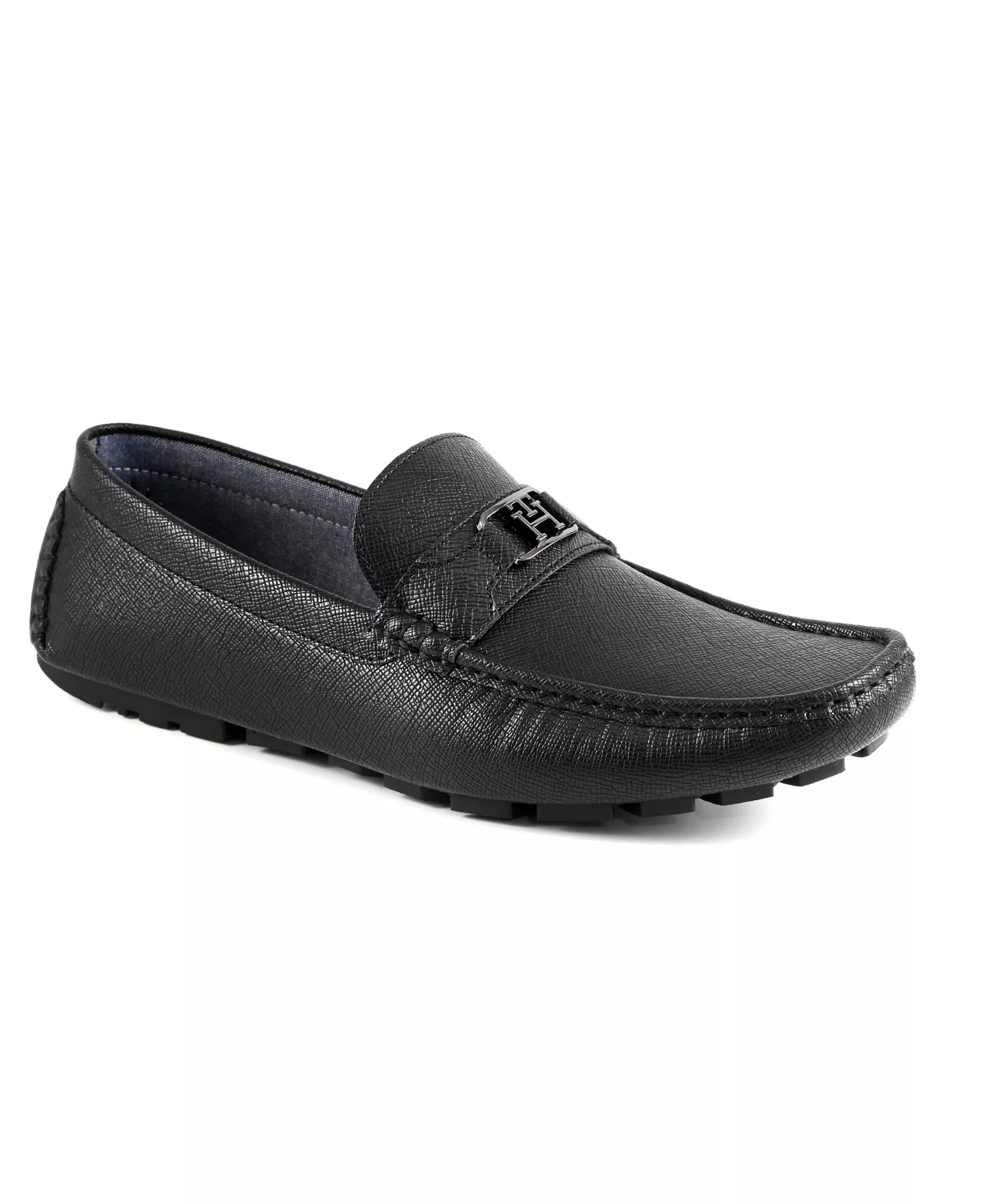 Men's Attle Moc Toe Driving Loafers - Black saffiano texture - 10.5M
