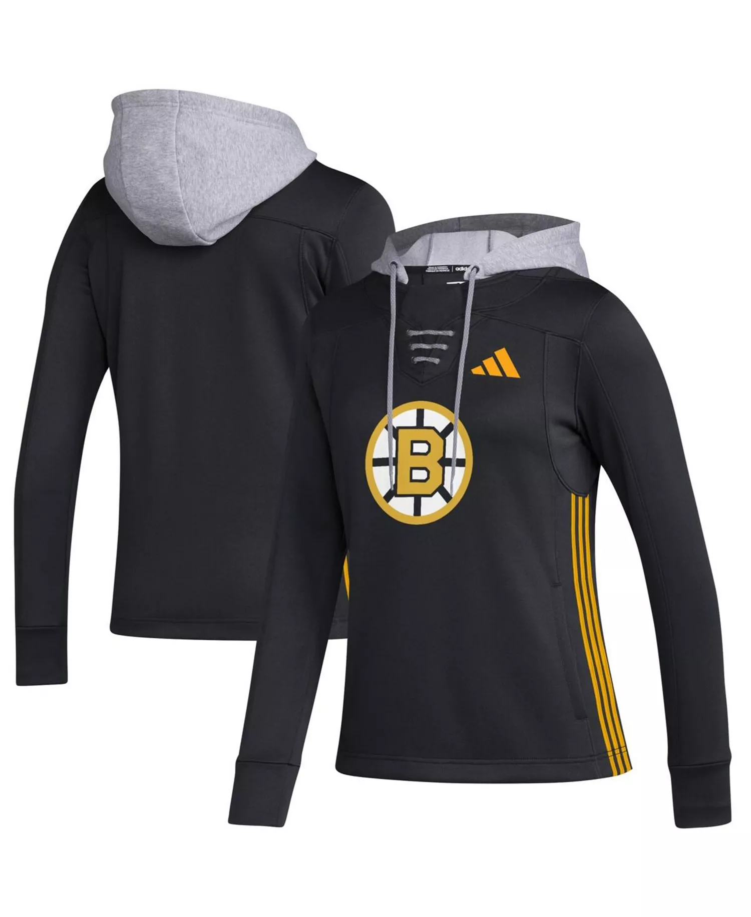 Women's Black Boston Bruins Refresh Skate Lace AEROREADY Pullover Hoodie - Black - 2XL