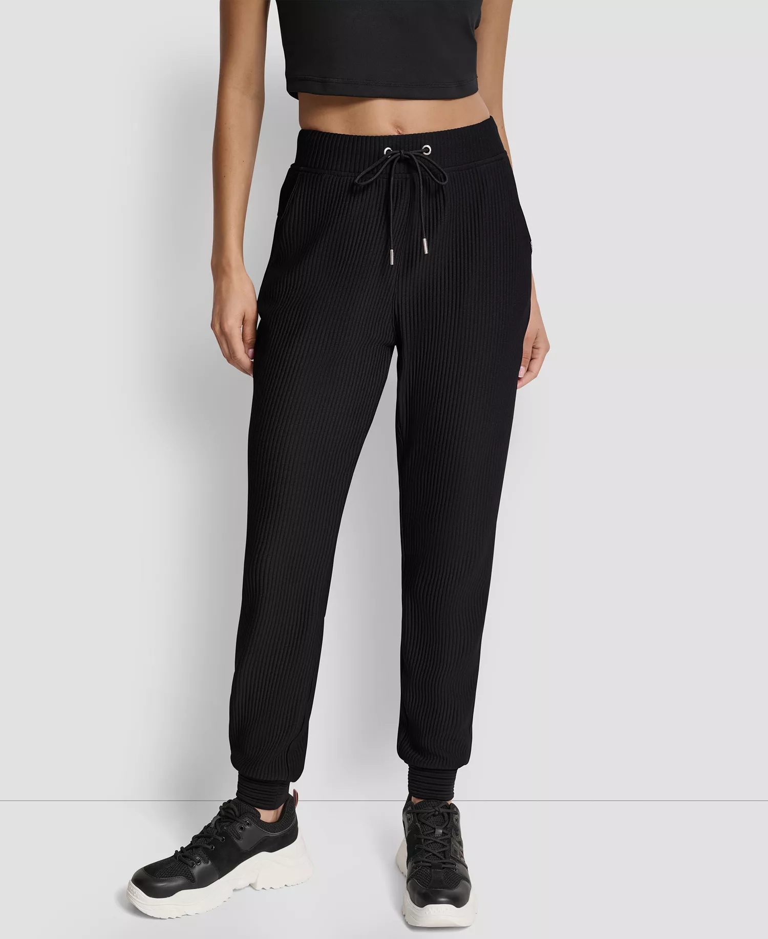 Women's Tech Ottoman Cuffed High Rise Joggers - Black - L