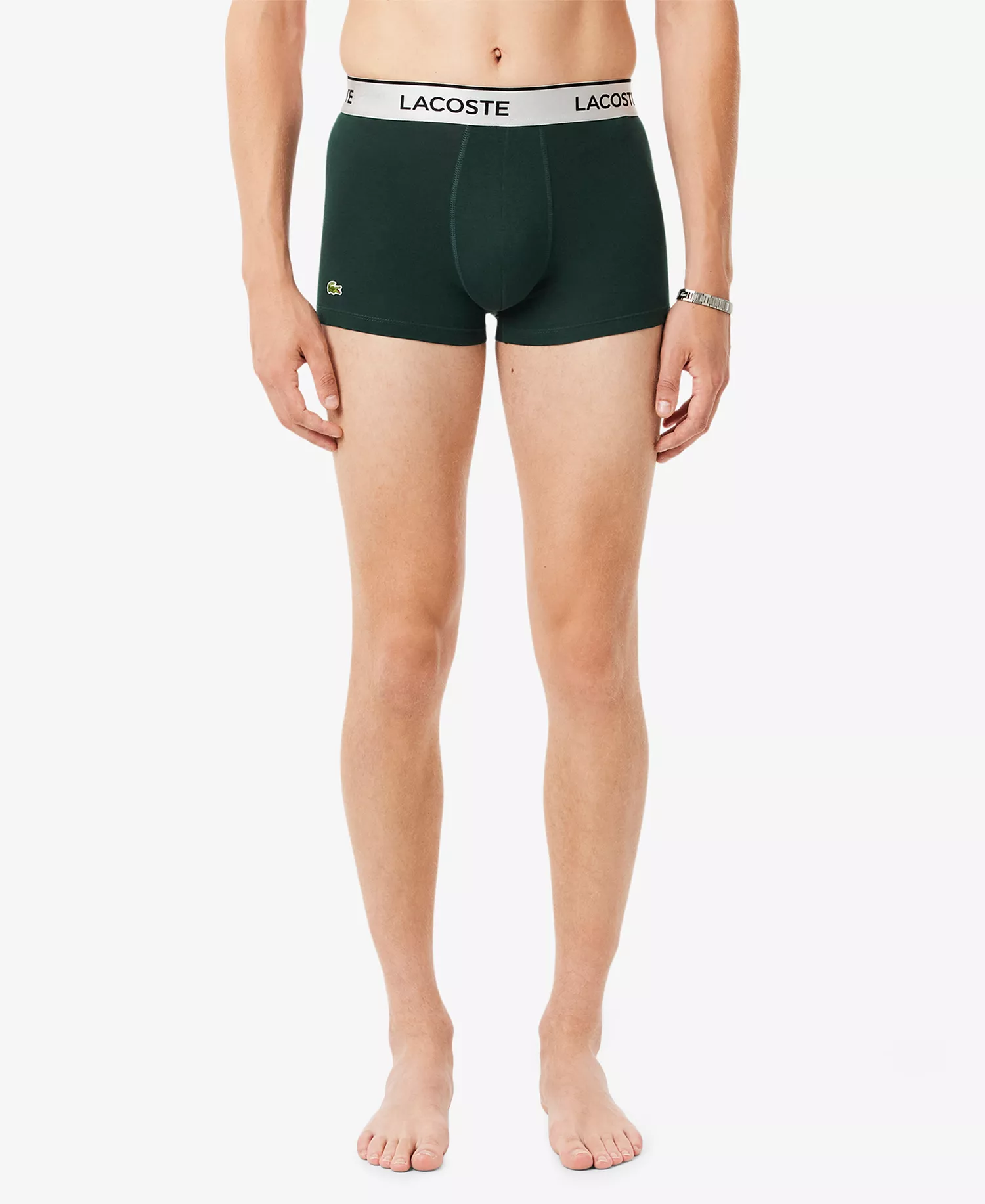 Men's Regular-Fit Metallic Waistband Boxer Briefs, 3-Pack - Black/White/Green - L