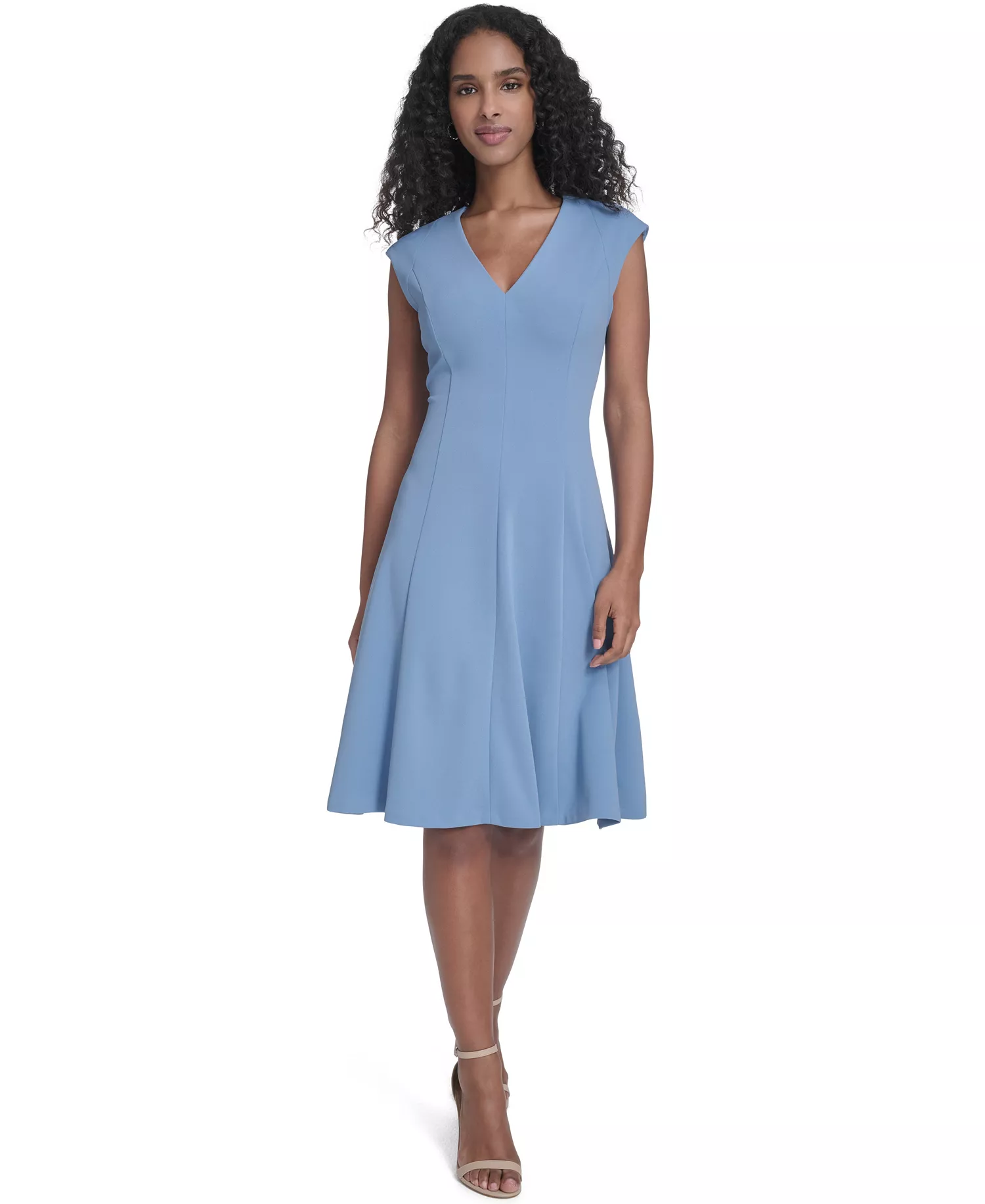 Women's Crepe V-Neck Midi Dress - Bayou - 0P