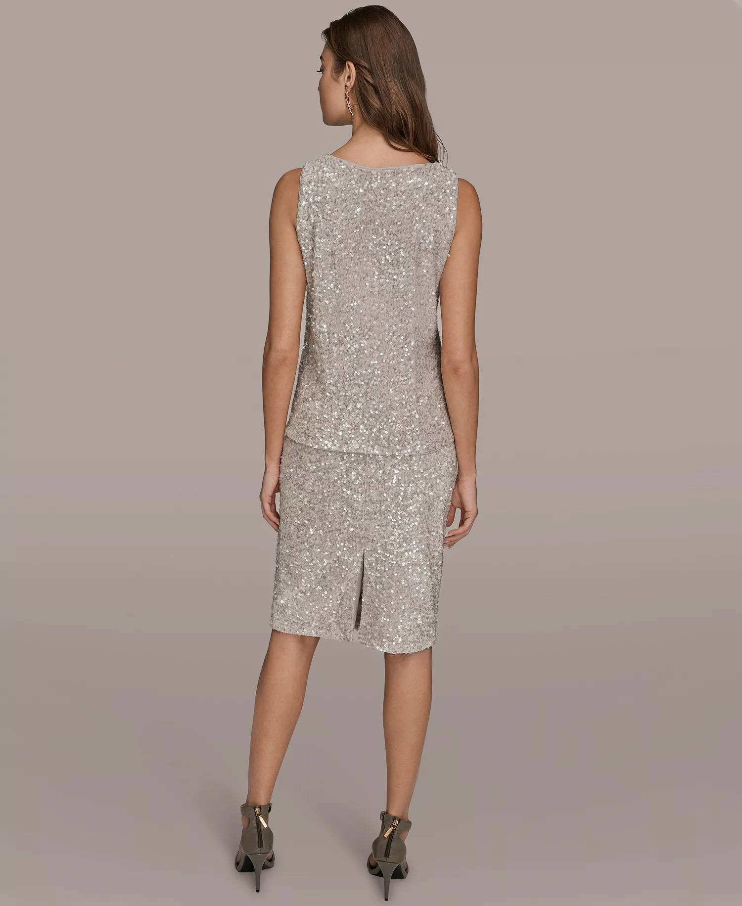 Women's Embellished Scoop Neck Tank Top - Vapor - L