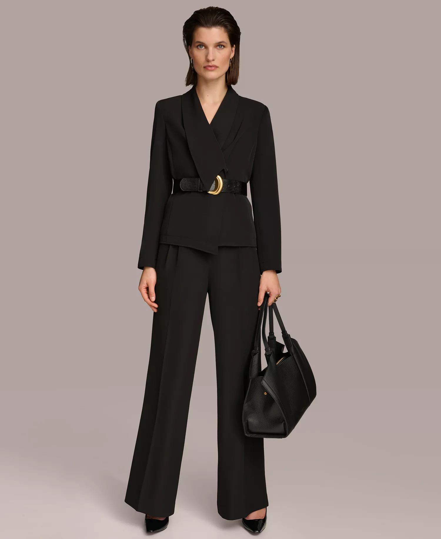 Donna Karan Women's Shawl-Collar Belted Blazer - Black - 0