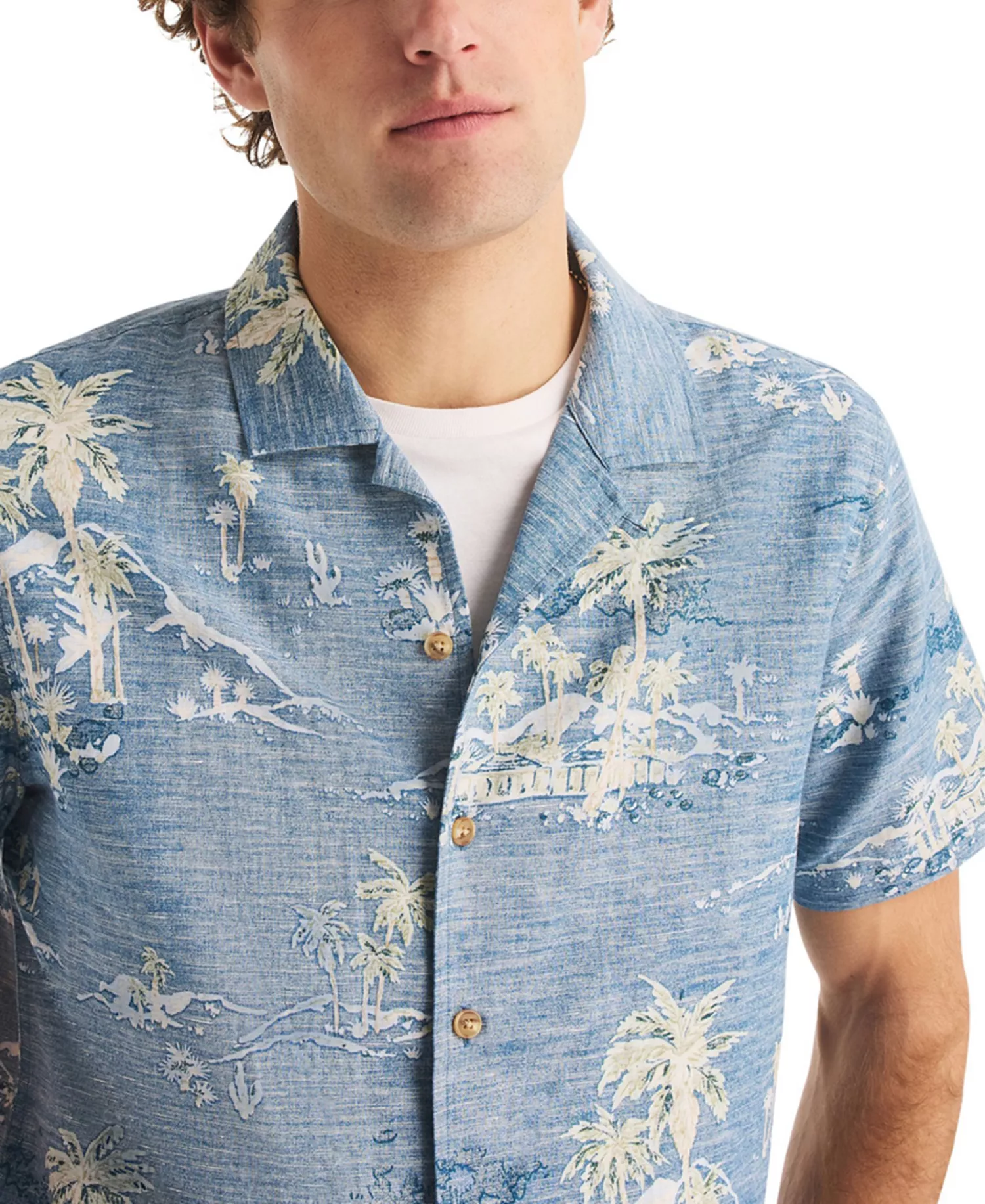 Men's Short-Sleeve Camp-Collar Shirt - Blue Stern - L