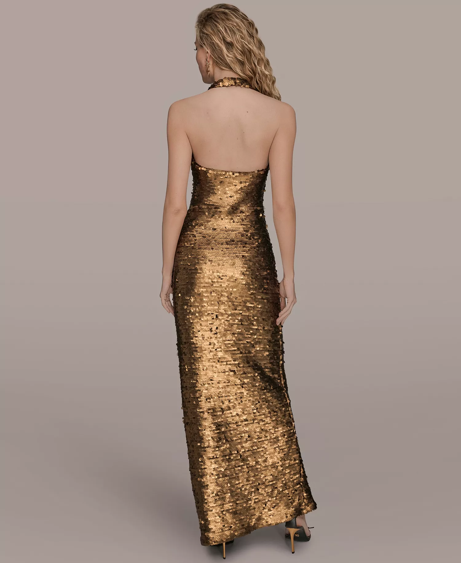 Women's Sleeveless Halter Dress - Vicuna - 10