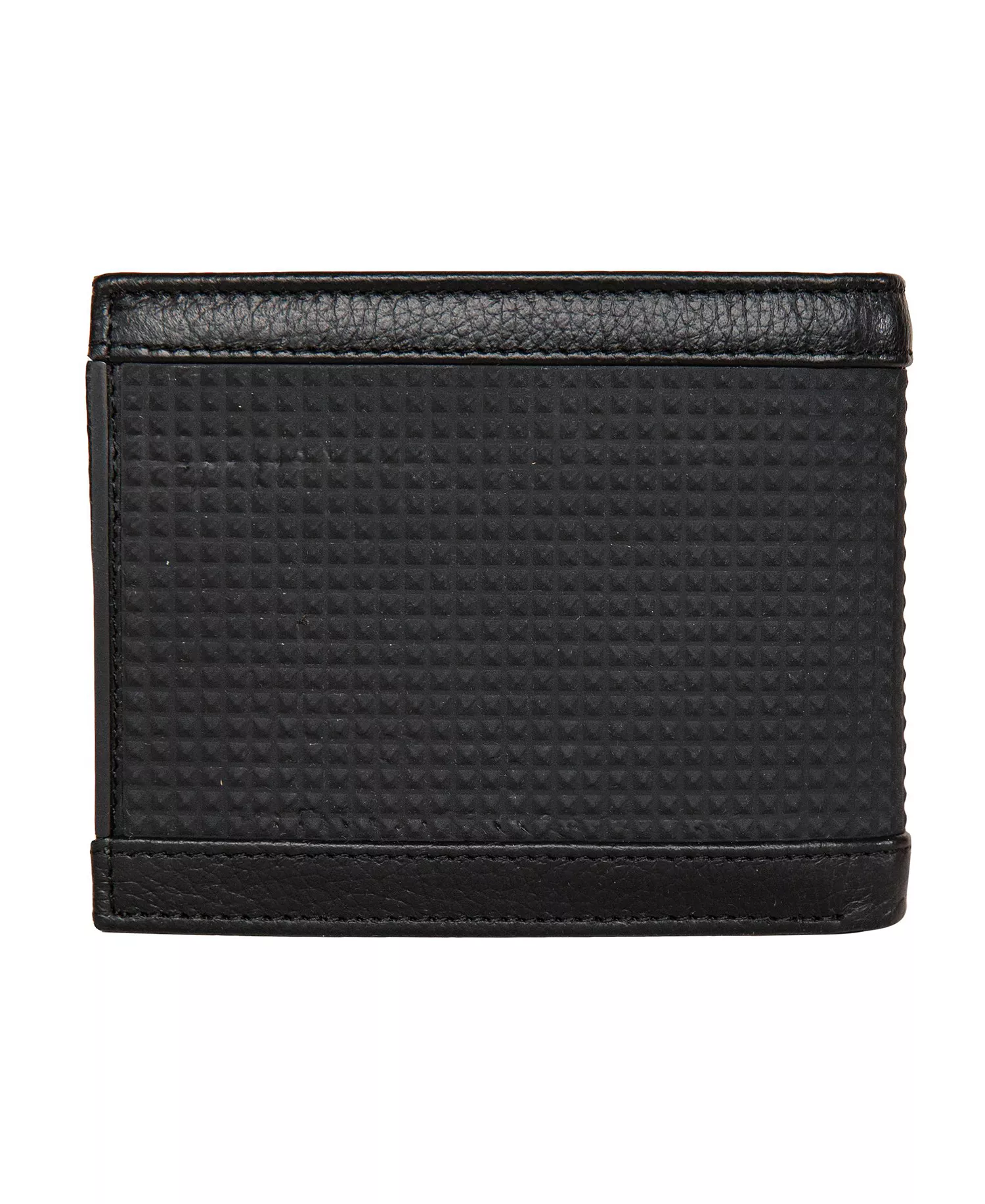 Men's Logo Rubber Leather Bifold Wallet - Black - ONE SIZE