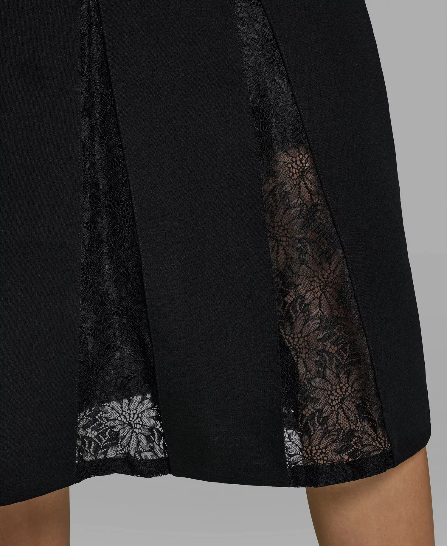 Women's Lace Inset Midi Skirt - Black - 0