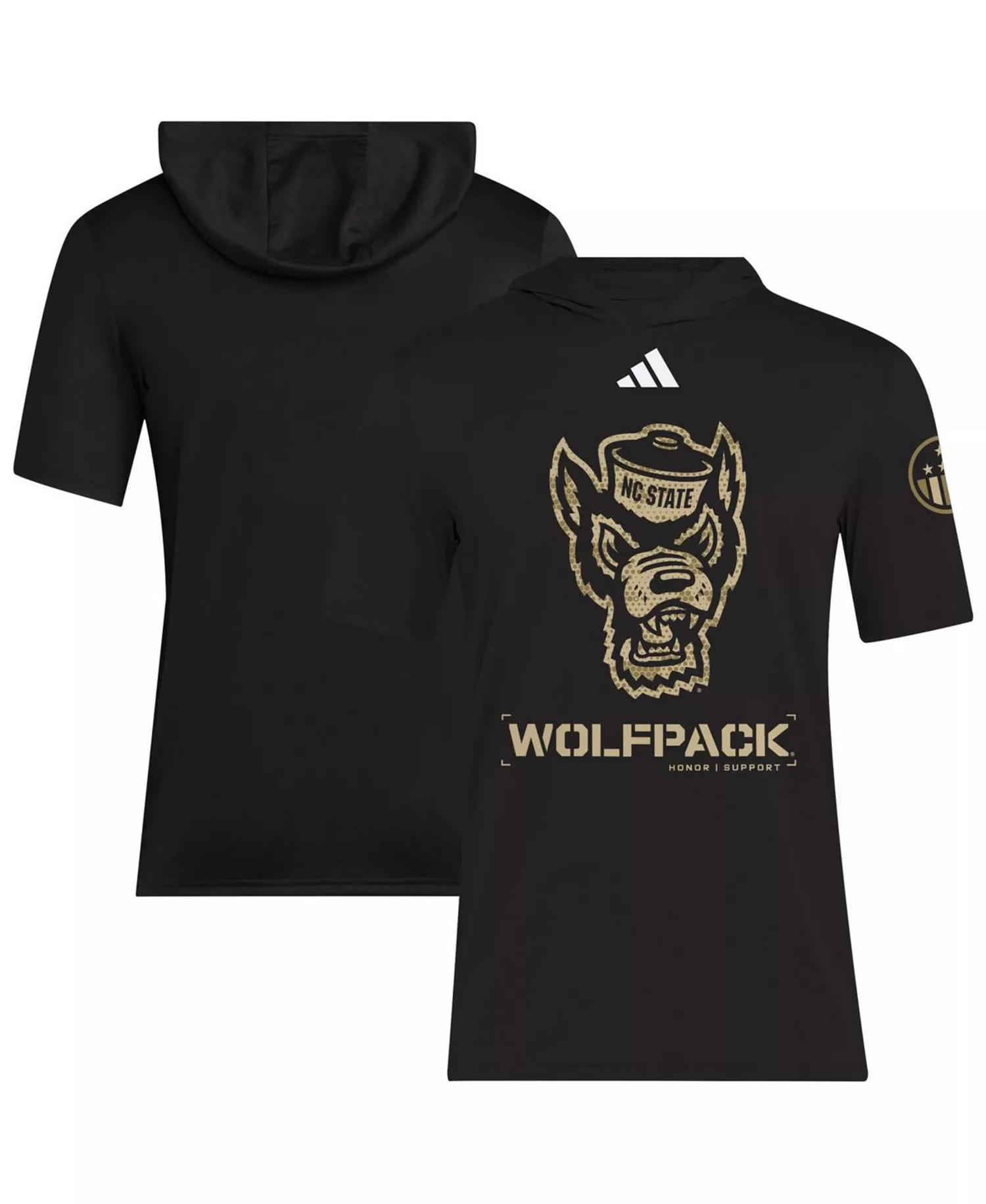 Men's Black NC State Wolfpack 2025 Military Appreciation AEROREADY Hooded T-Shirt - Black - 2XL