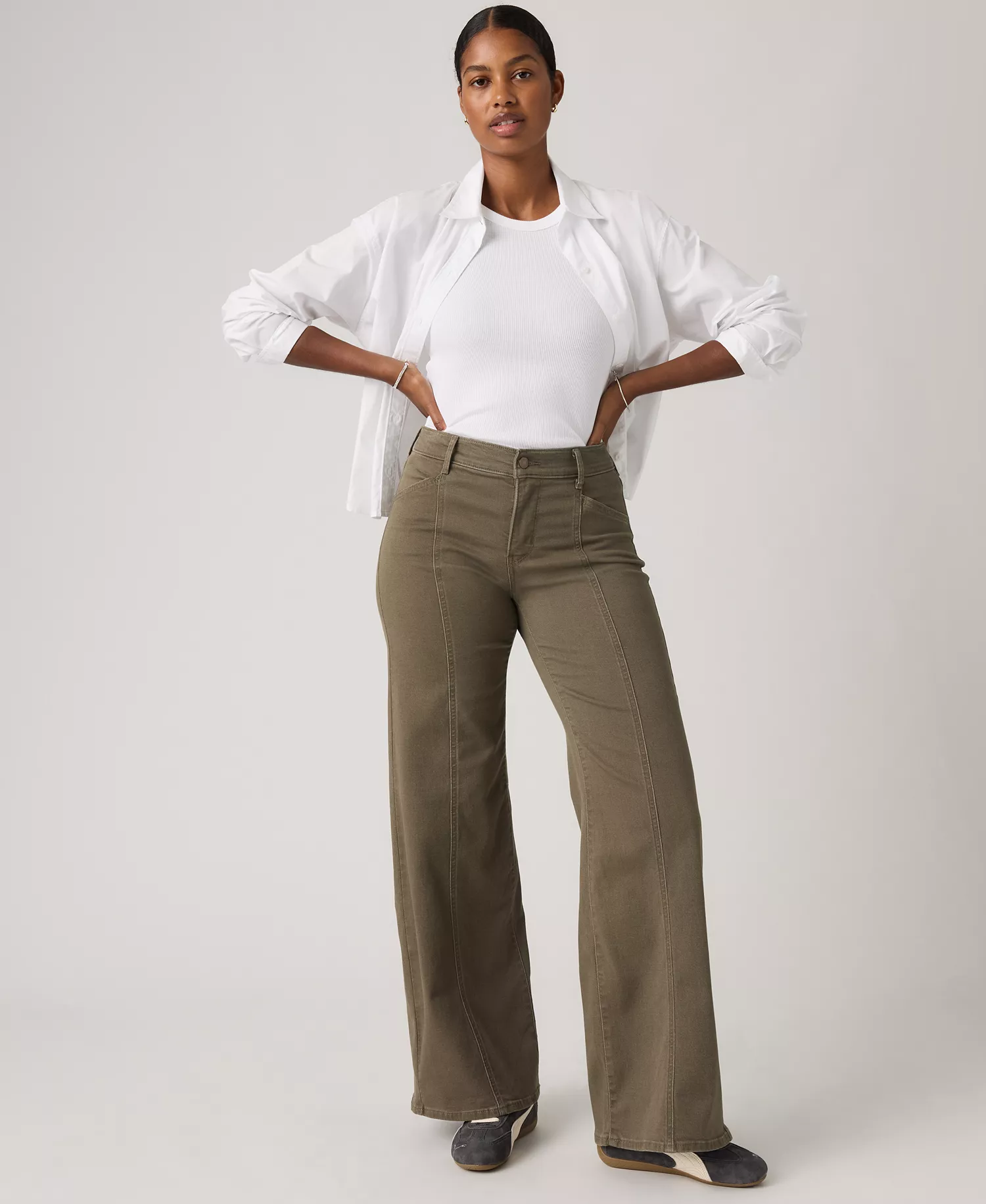 Women's 318 Seamed Wide-Leg Jeans - Canteen - 24