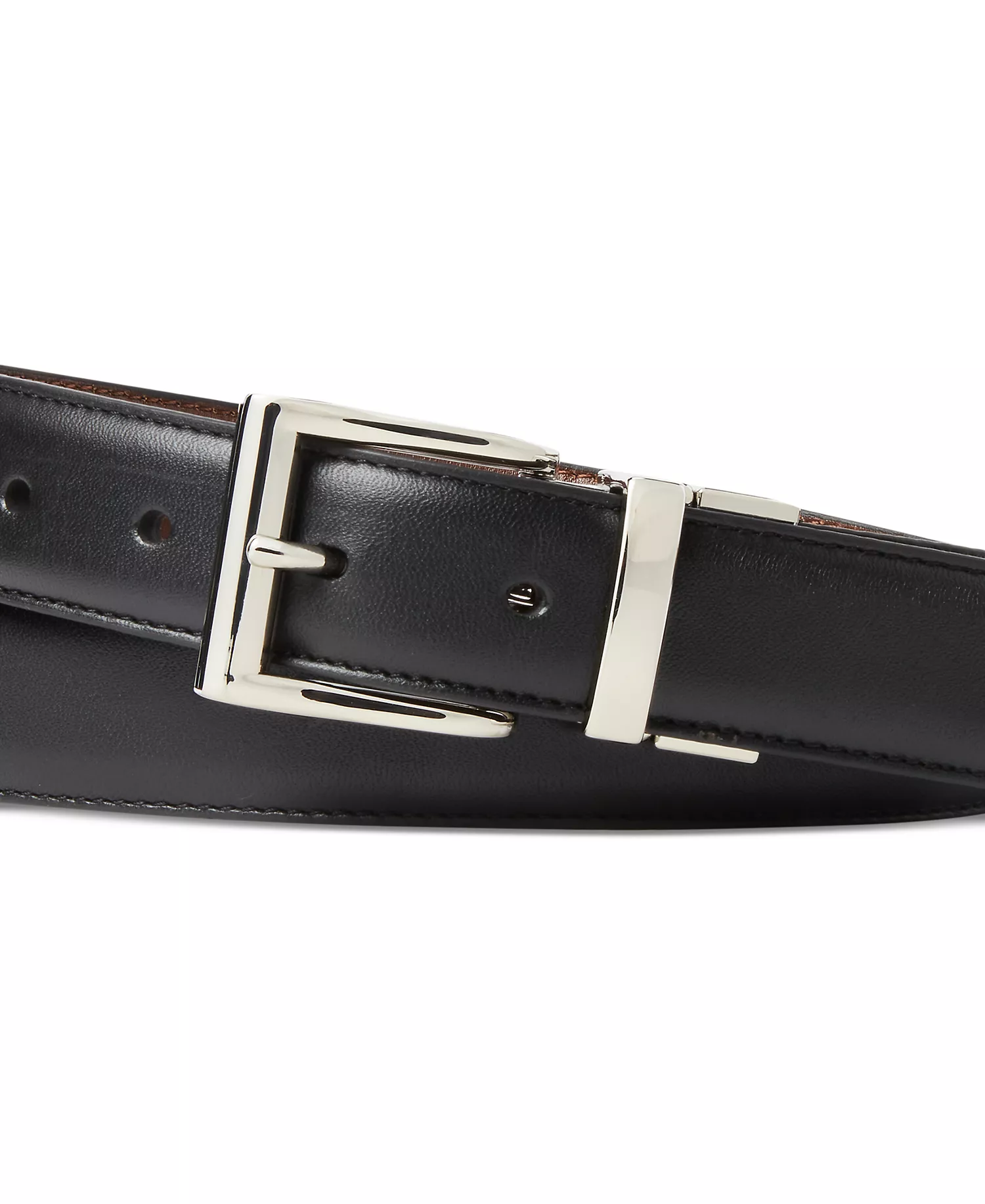 Men's Reversible Leather Dress Belt - Black/Brown - 32