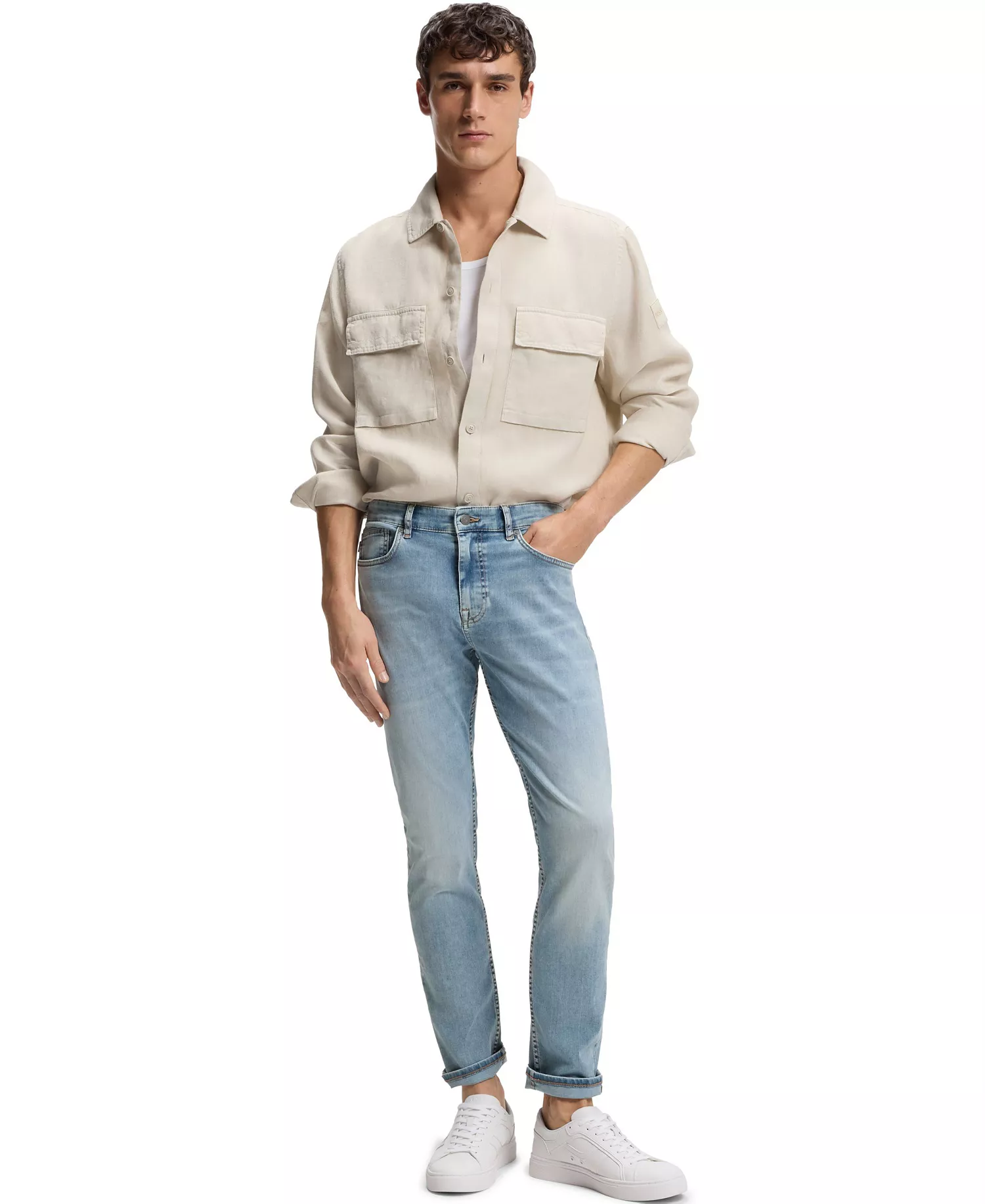 BOSS by Men's Soft-Motion Denim Delaware Slim-Fit Jeans - Aqua - 30 - 30