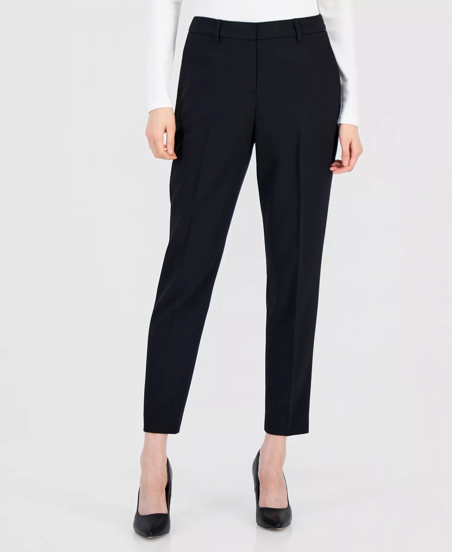 Women's Notched One-Button Pantsuit - Black - 10