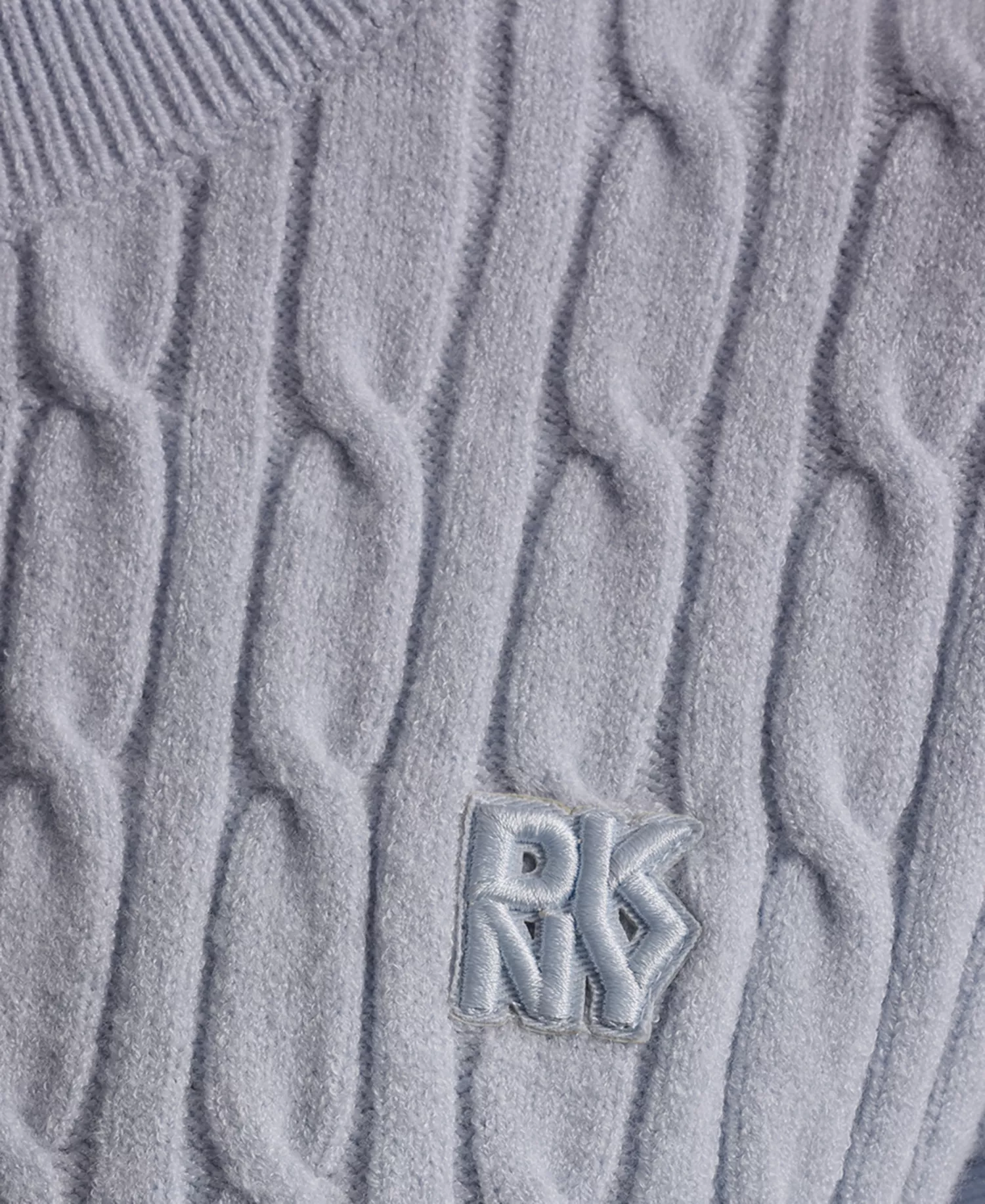 Women's Mock Neck Drop Shoulder Cable Sweater - Frost Blue/Silver - L