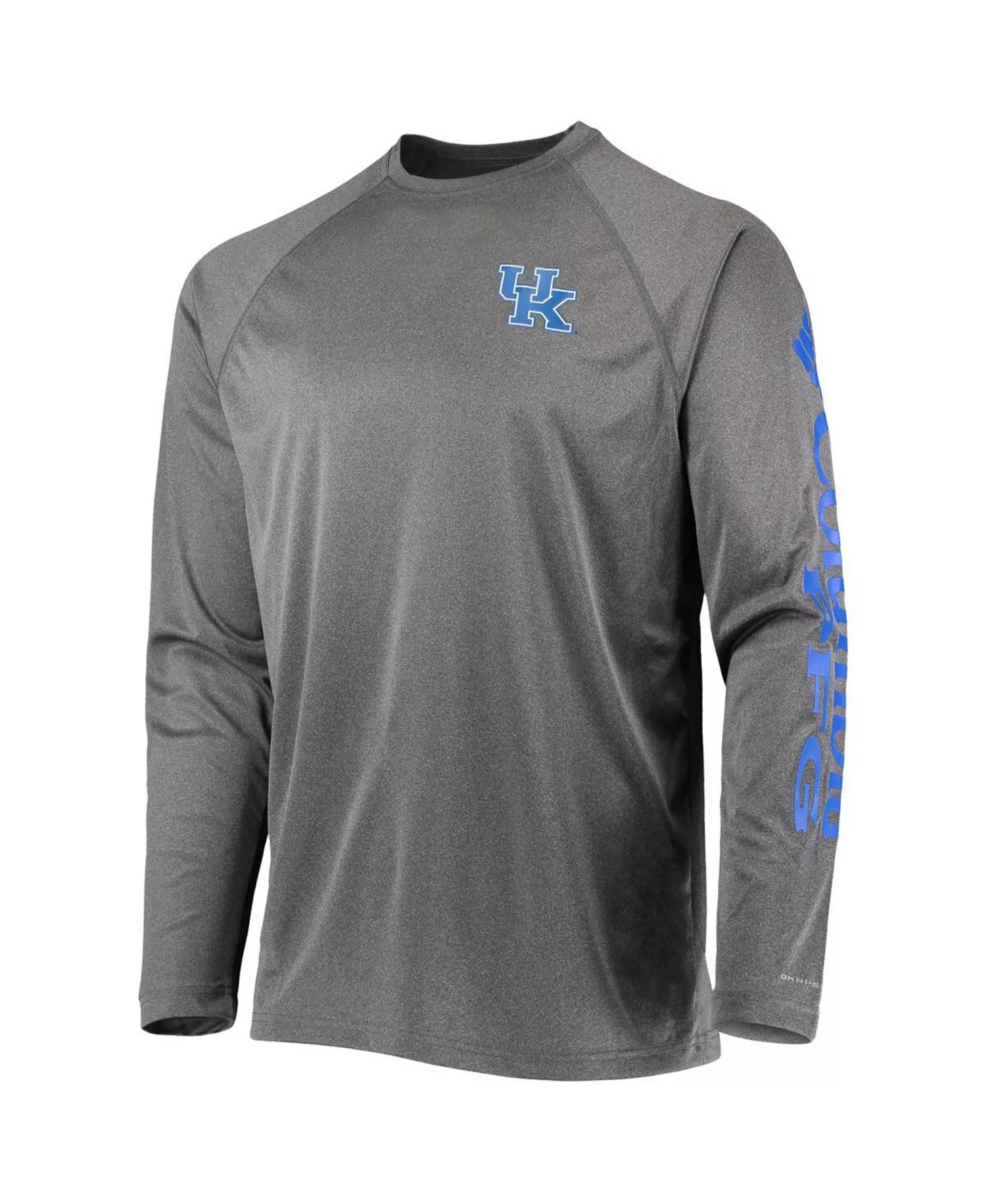 Men's Heathered Charcoal Kentucky Wildcats PFG Terminal Tackle Raglan Omni-Shade Long Sleeve T-shirt - Heathered Charcoal - L