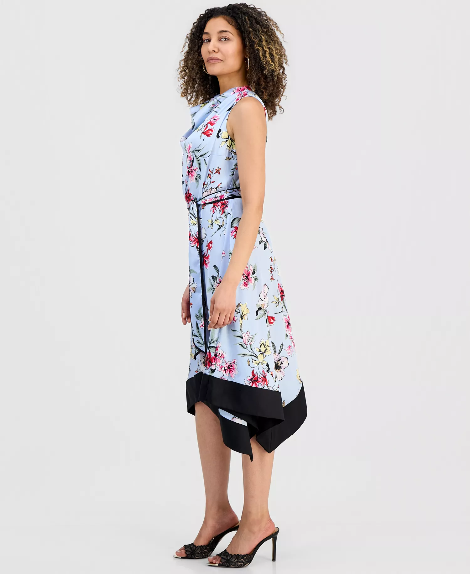Petite Asymmetrical Cowlneck Dress, Macy's Exclusive - Dara Blooms - P/L