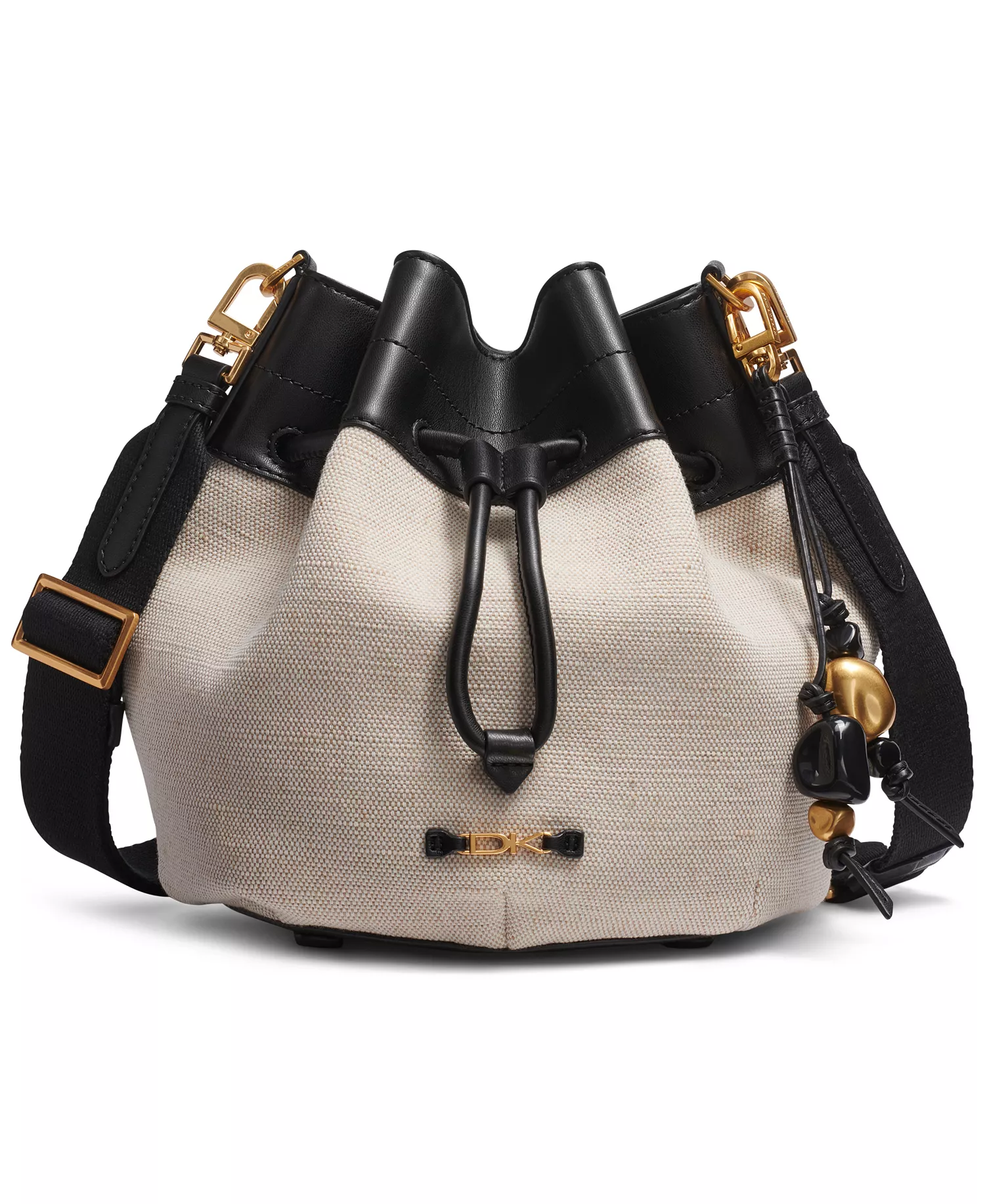 Weekend Woven Medium Bucket Bag - Natural/Black - ONE SIZE