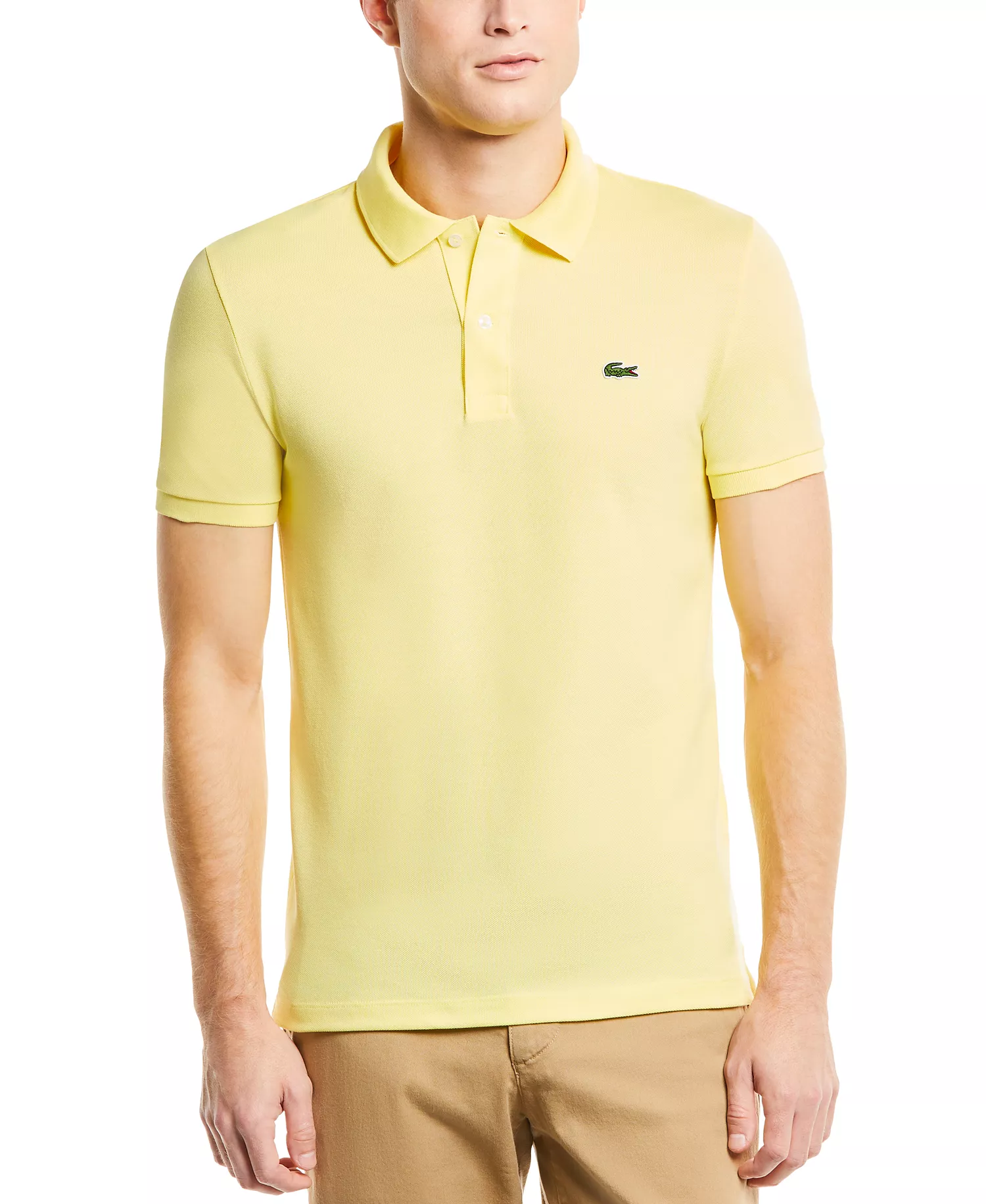 Men's Slim Fit Short Sleeve Ribbed Polo Shirt - 107 - Yellow - 2XL