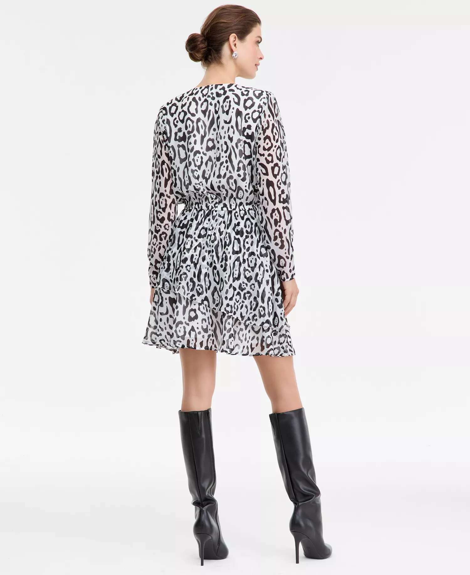 Women's Printed Long-Sleeve Surplice Mini Dress, Macy's Exclusive - Jayla Anim - L
