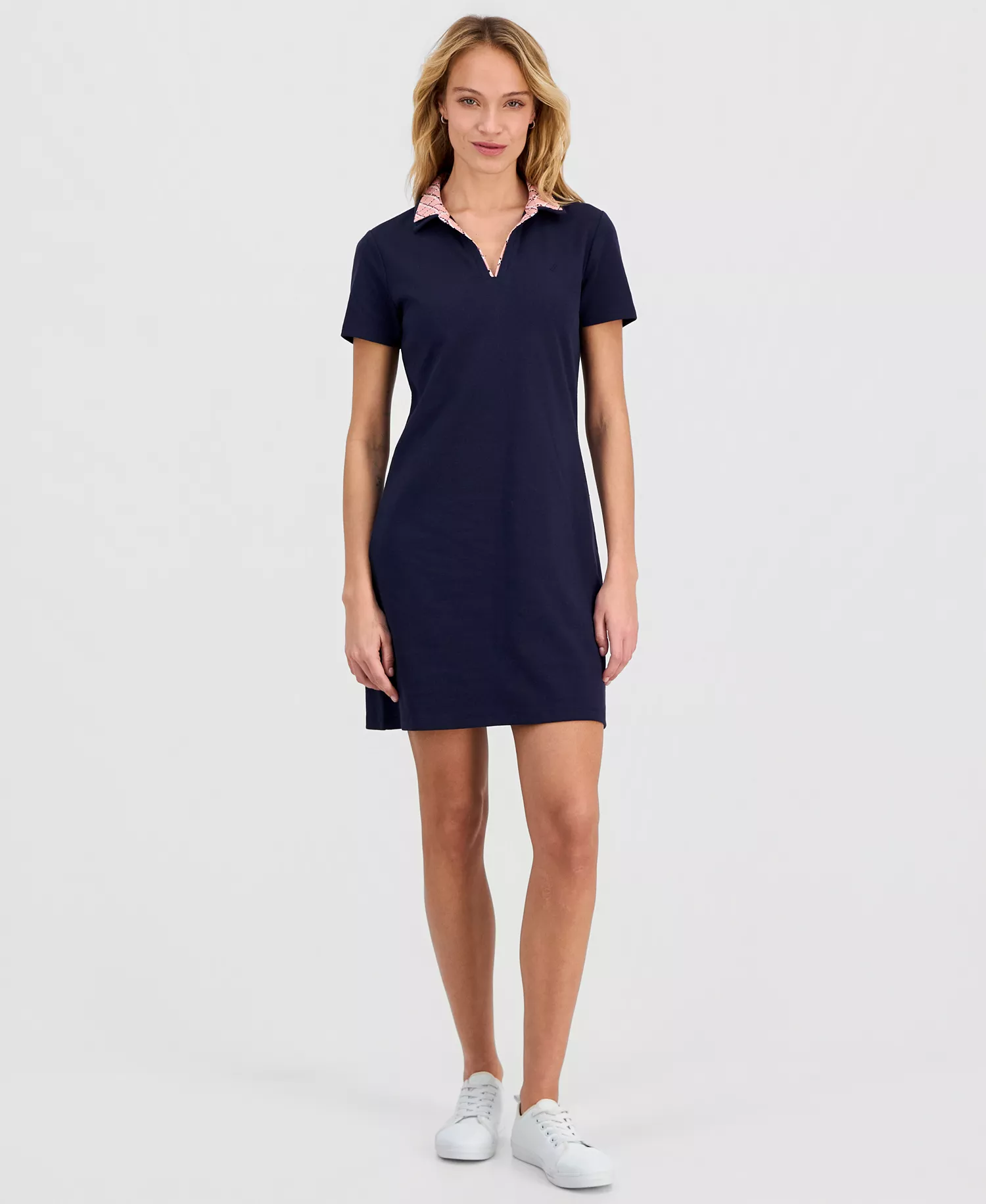 Nautica Women's Cotton Double-Collar Polo Dress  - Night Sky - L
