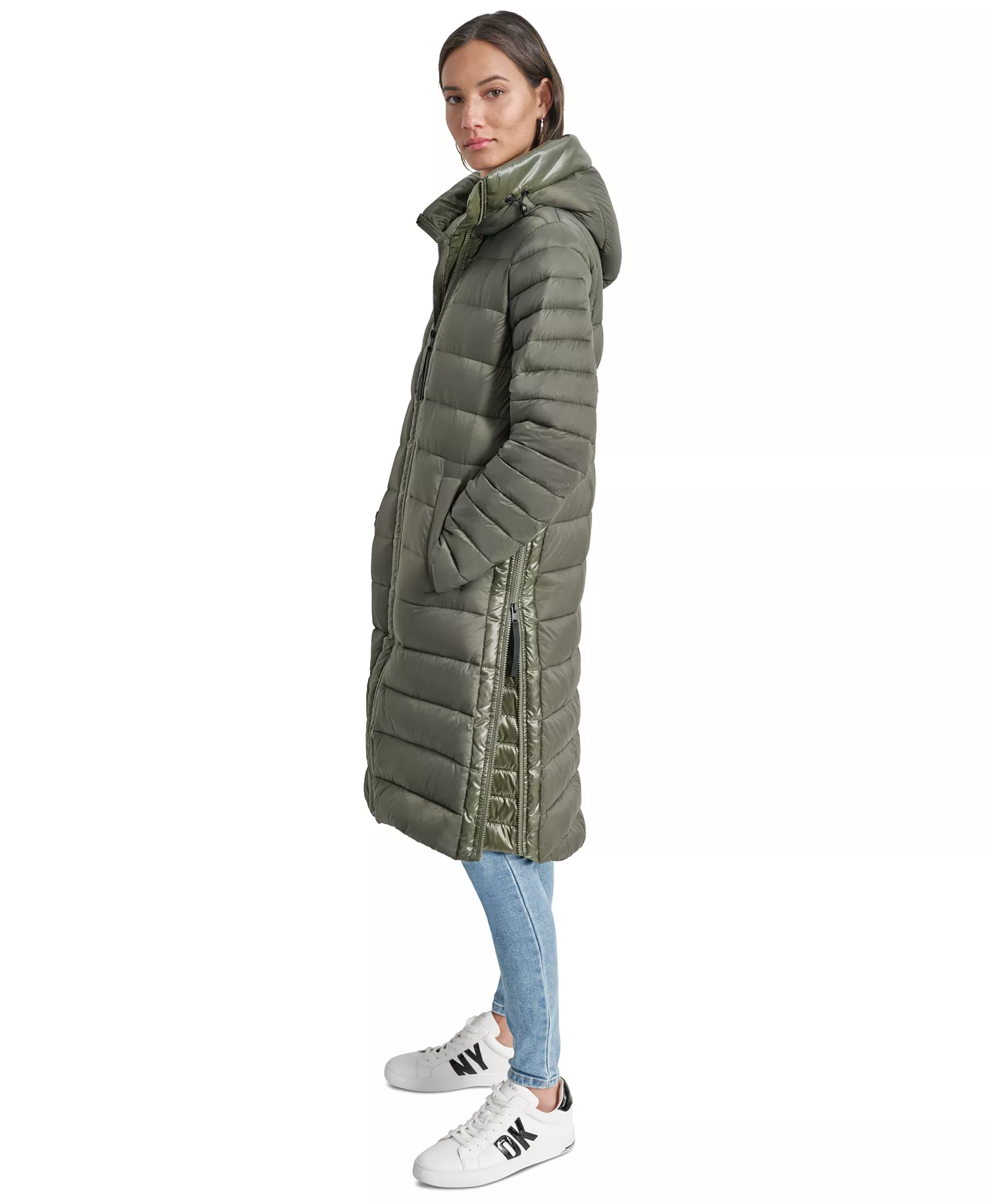 Women's Down Quilted Hooded Puffer Coat - Hemlock - L