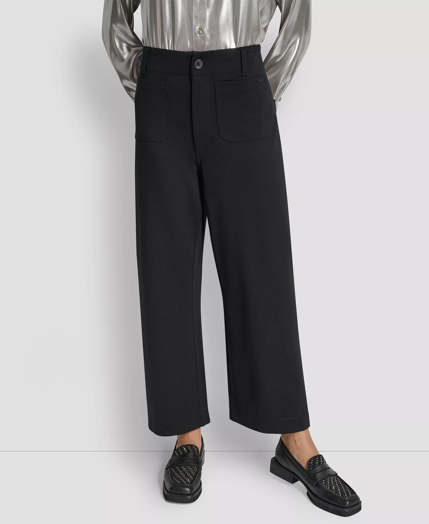 Women's High-Rise Cropped Wide Leg Pants - Black - PL