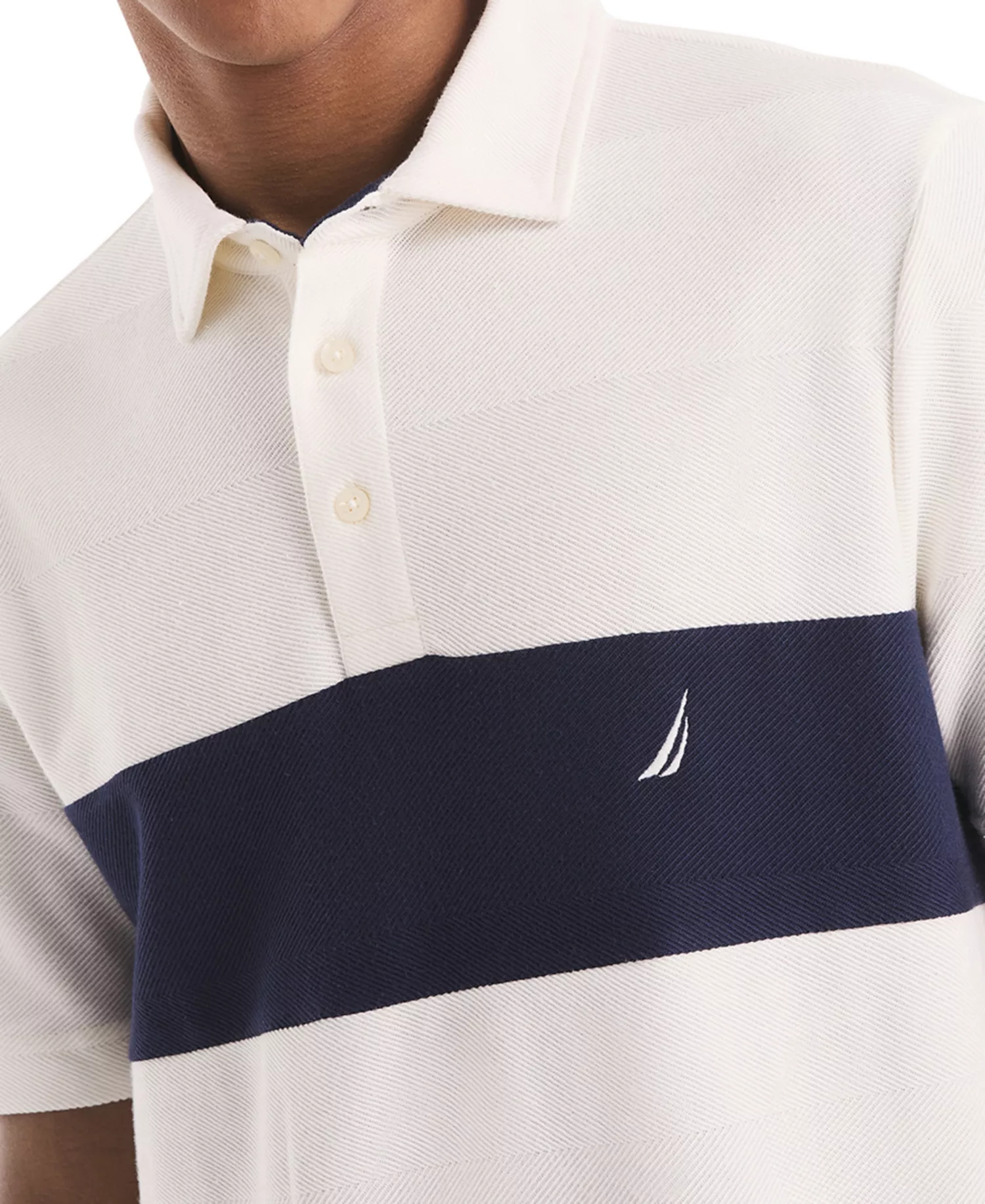 Men's Classic-Fit Herringbone Polo Shirt - Sail White - S