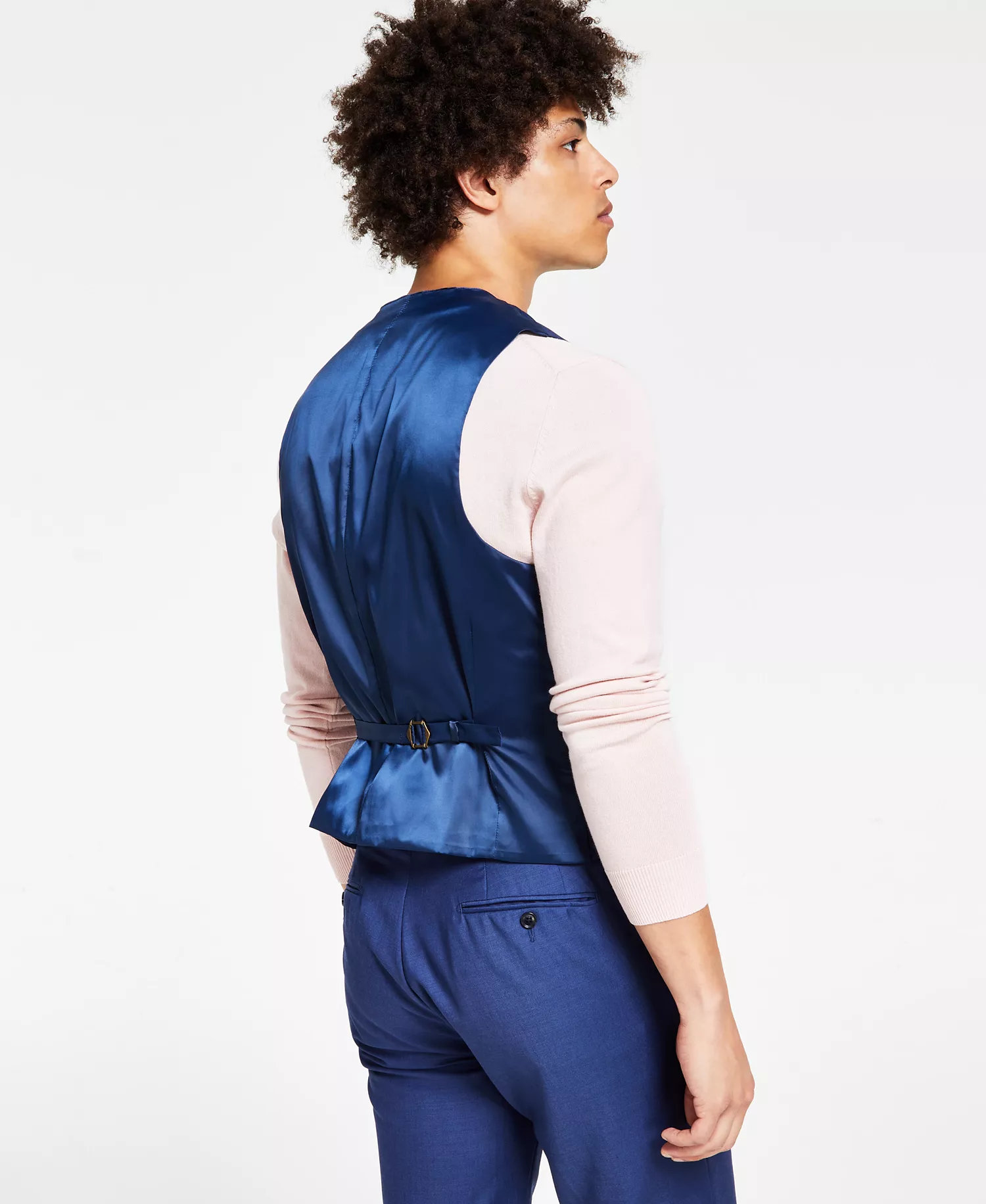 Men's Slim-Fit Wool Infinite Stretch Suit Vest - CLOSE OUT! - Blue - L