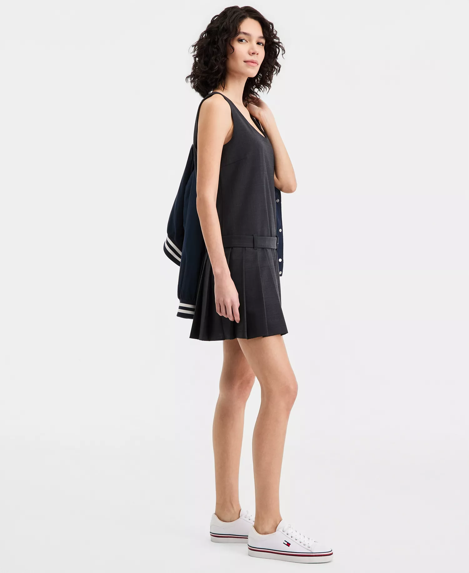 Women's Scoop Neck Mini Dress - Grey Allover - 34