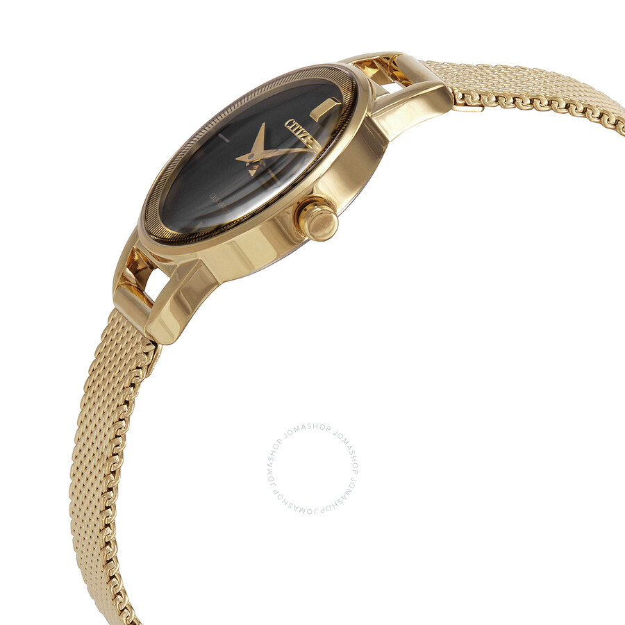 Citizen Gold-Tone Stainless Quartz Black Dial Ladies Watch