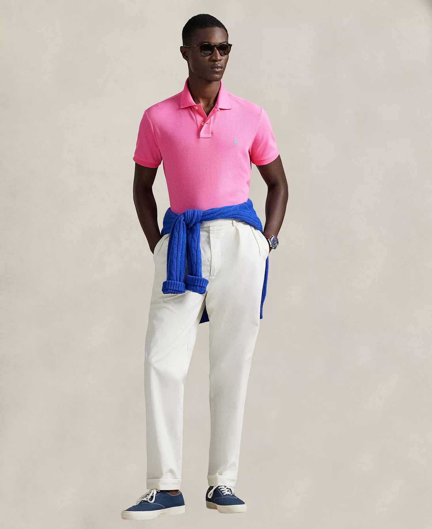 Men's Classic-Fit Mesh Polo Shirt - Baja Pink - 2XL