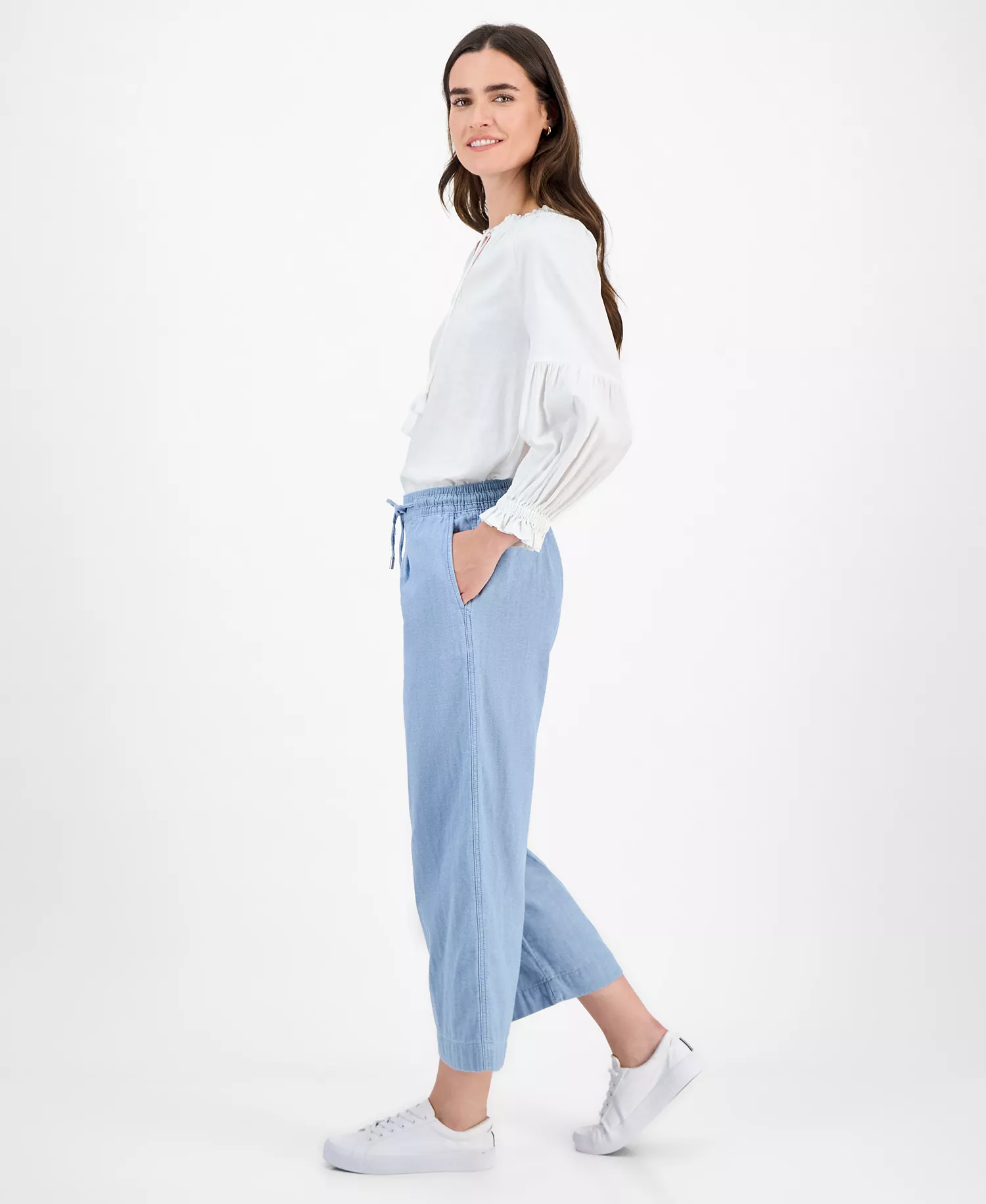 Nautica Women's Cotton Mid-Rise Ankle Pants - Indigo - L