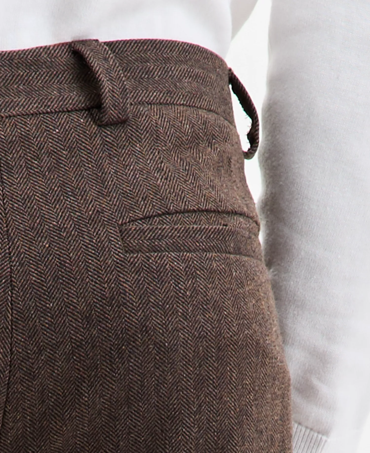 Men's Modern-Fit Herringbone Suit Pants - Brown - 30R