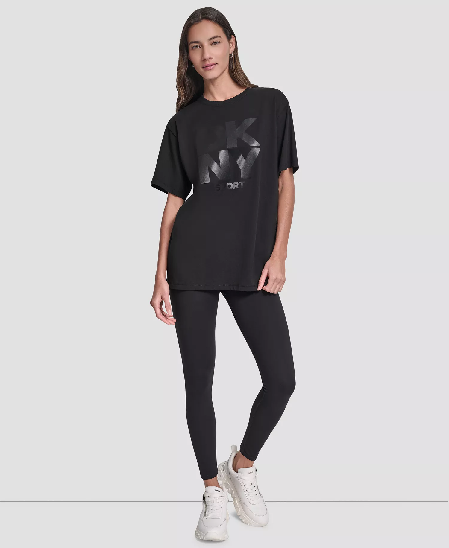Women's Oversized Short Sleeve Tunic T-Shirt - Black - M