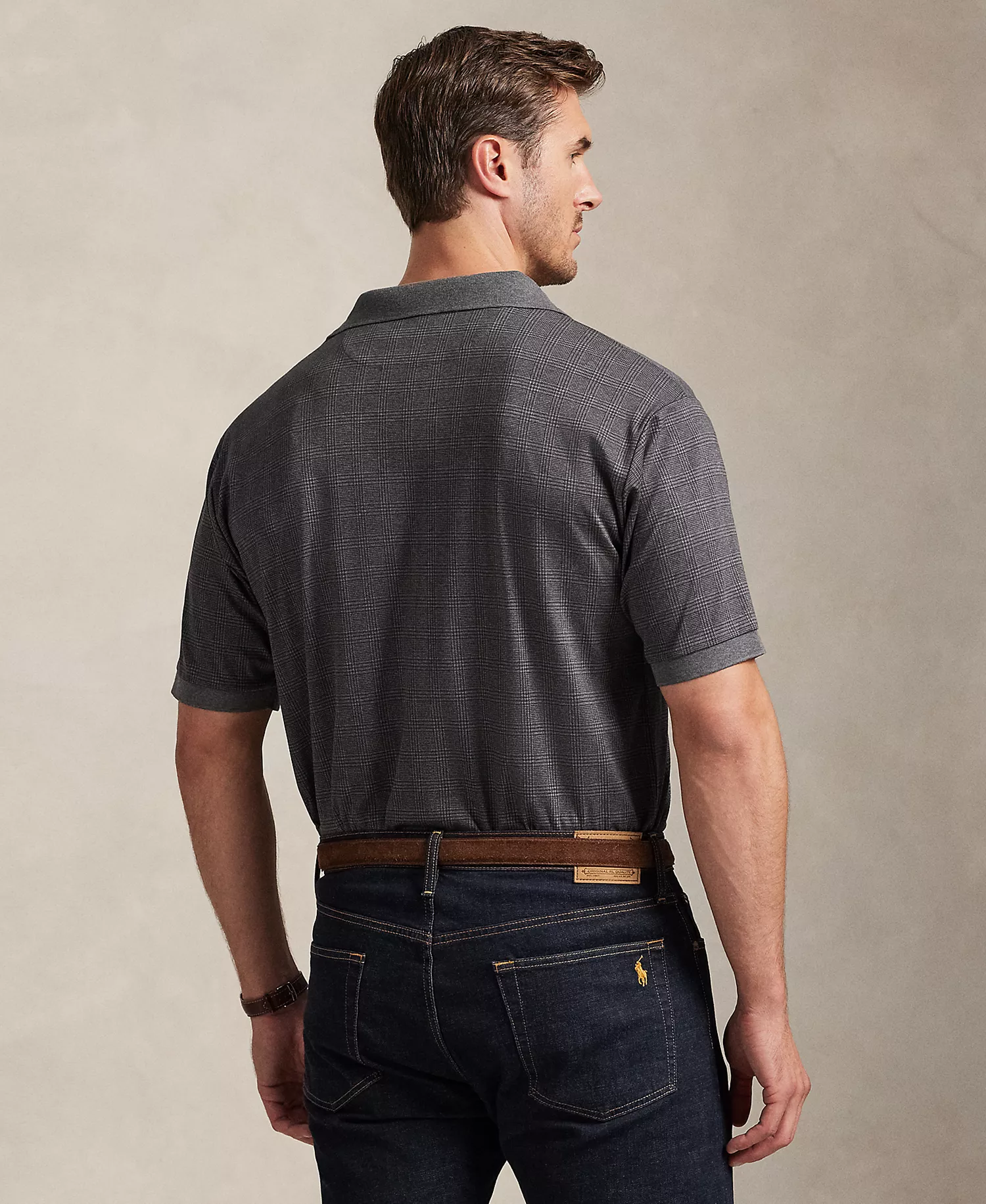 Men's Big & Tall Plaid Short Sleeves Polo Shirt - Med Flannel Heather - 2LT