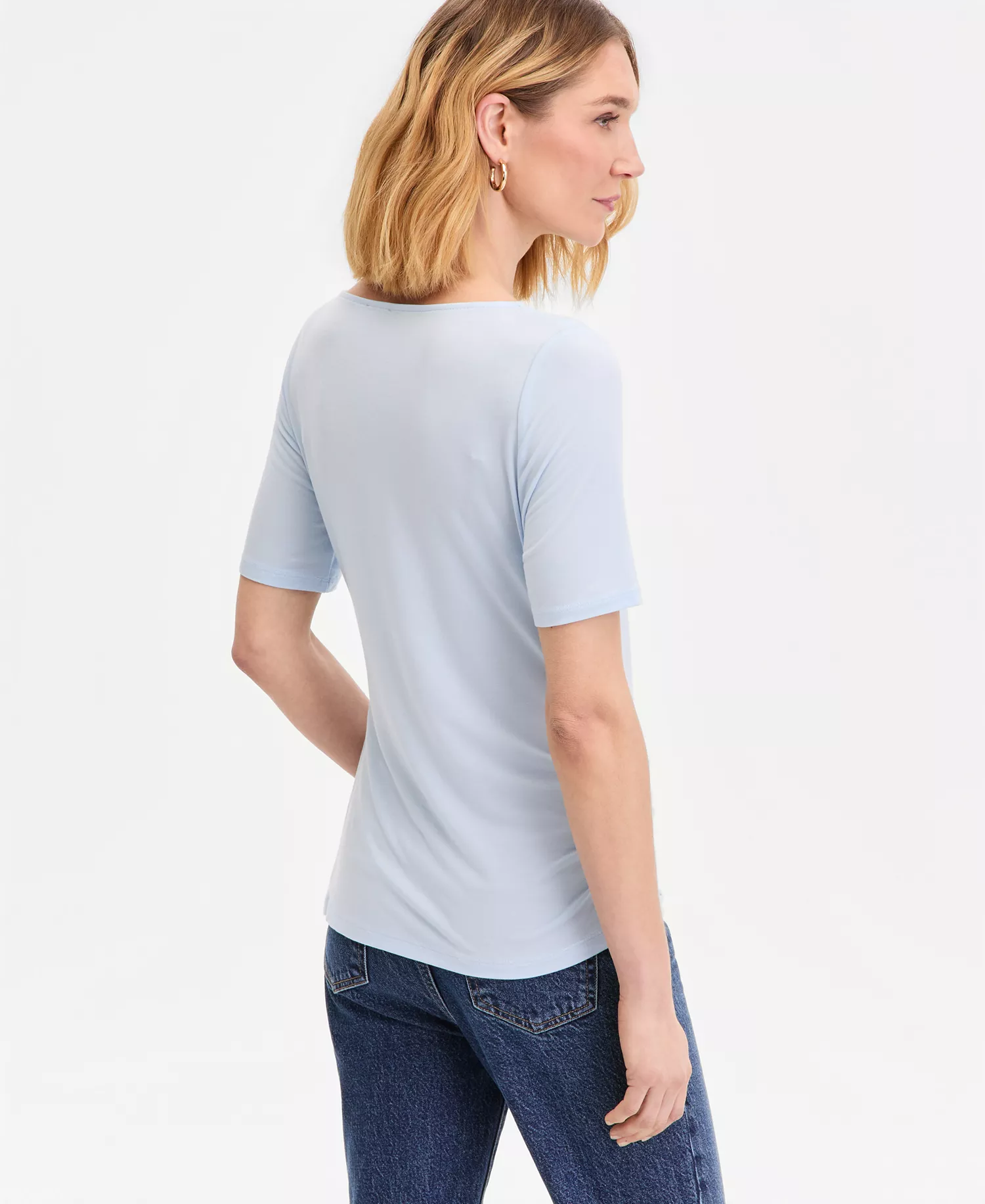 Women's Luxe-Layering Jersey Boat-Neck Short-Sleeve Top, Macy's Exclusive - Bliss Blue - L