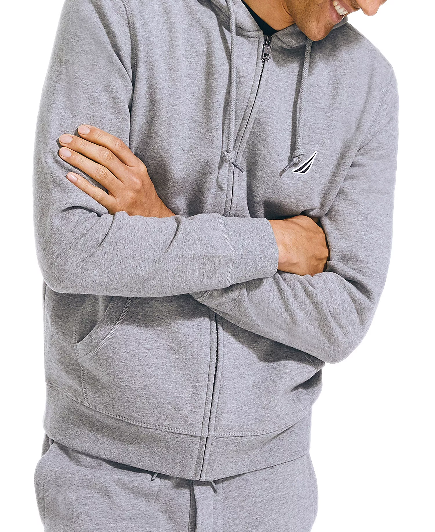 Men's Classic-Fit Super Soft Knit Fleece Zip Hoodie - Stone Grey - 2XL