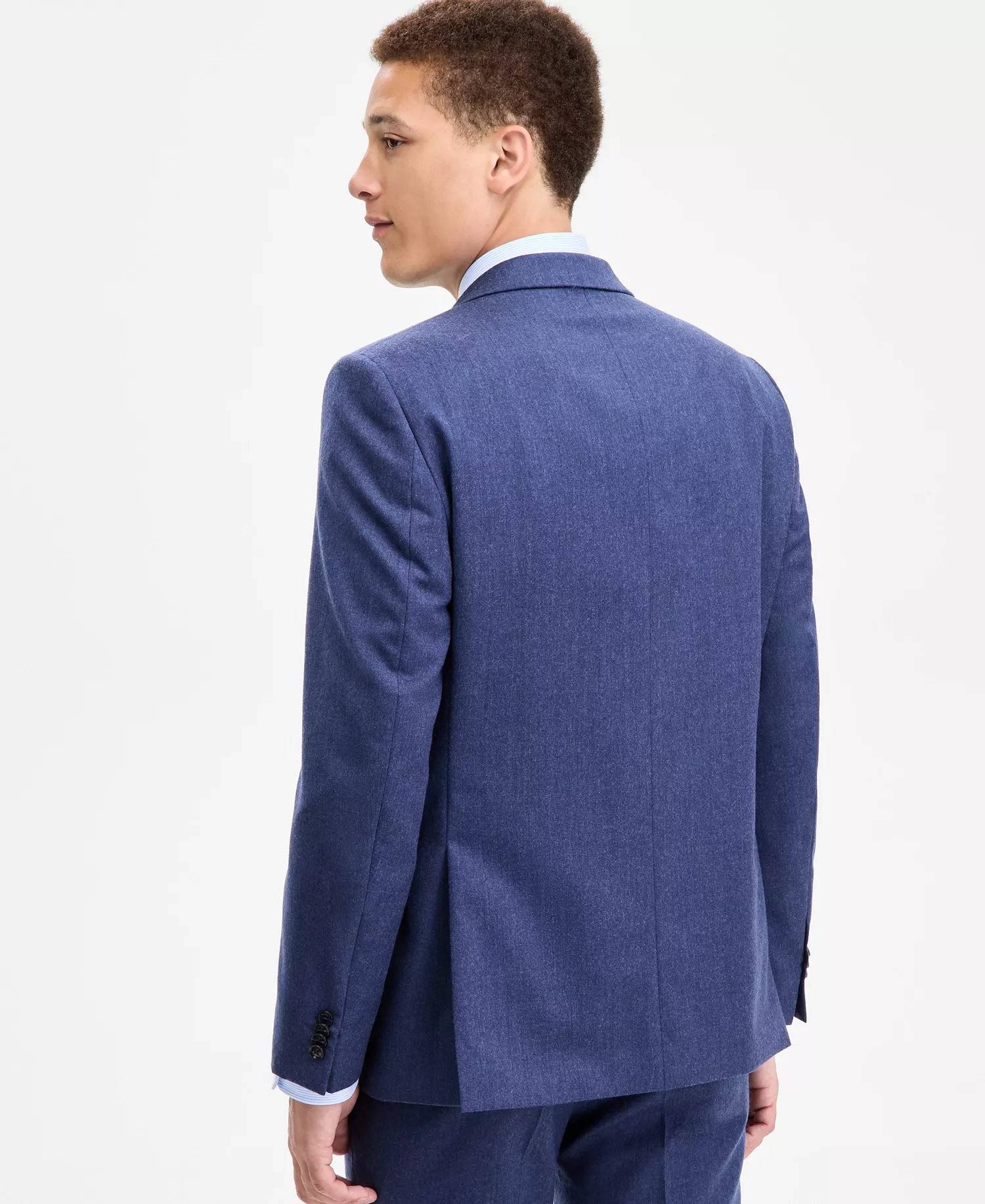 Men's Modern-Fit Pure Wool Suit Separate Jacket  - Blue - 36R