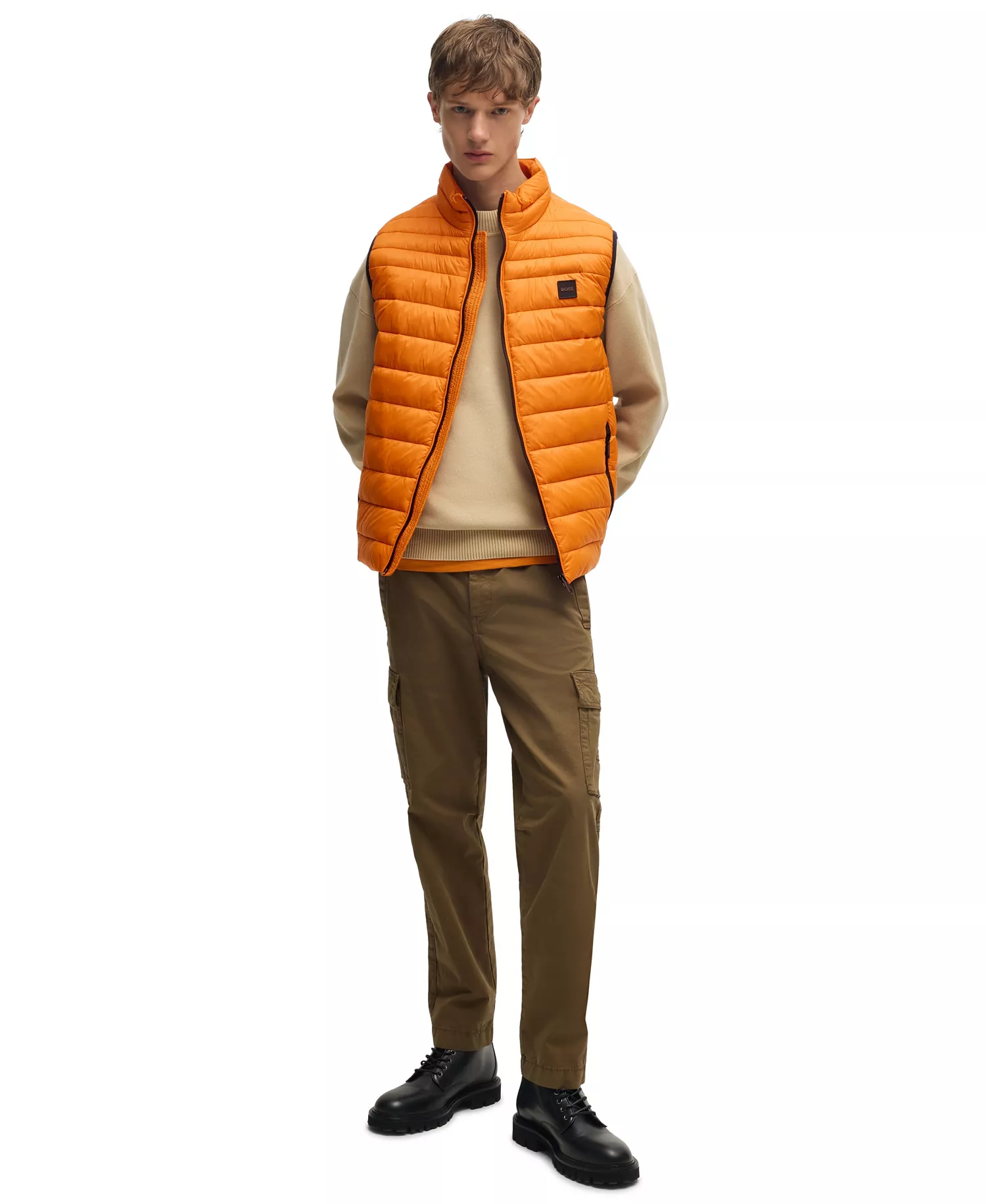 Men's Water Repellent Slim-Fit Gilet - Orange - 38R