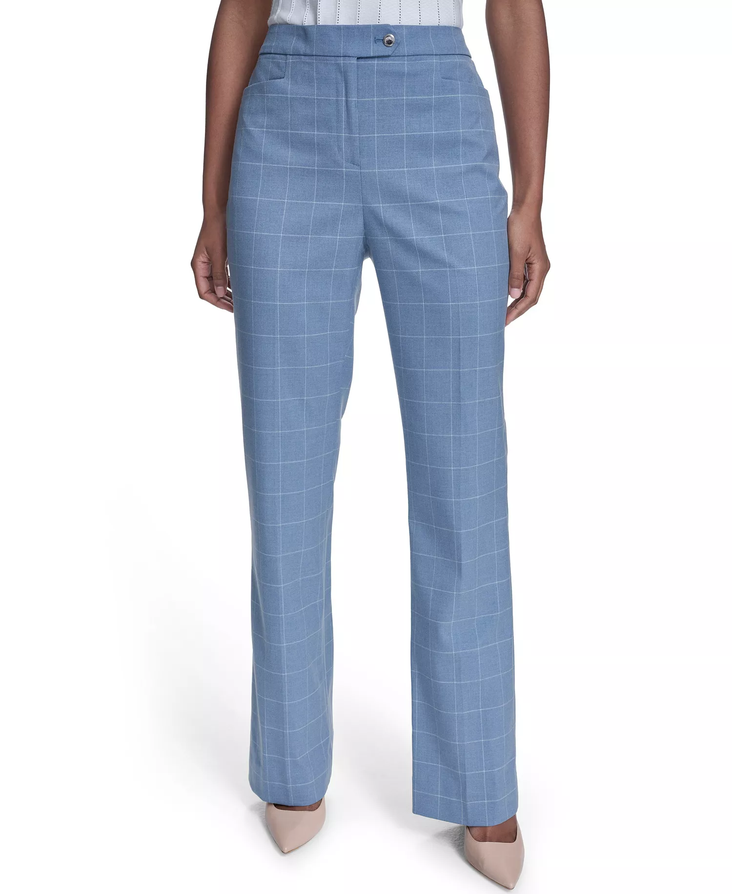 Women's Windowpane Modern Fit Pants - Light Flint/cream - 10