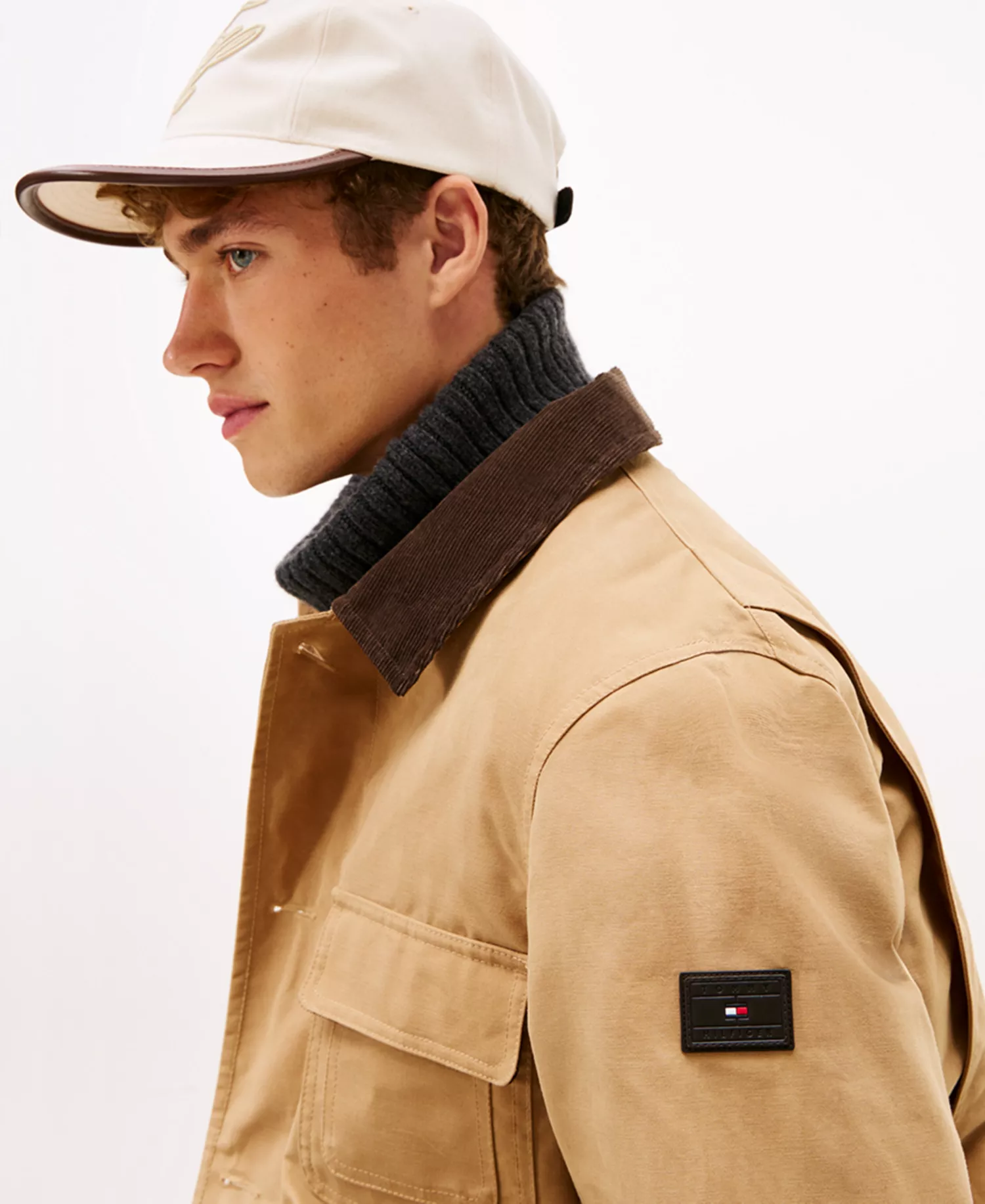 Men's Waxed Point Collar Barn Jacket - Safari Canvas - L