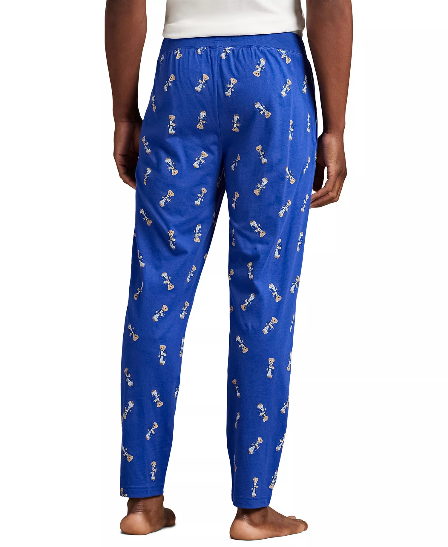Men's Rib Waistband Knit Bear Pajama Pants - Billard Blue - L